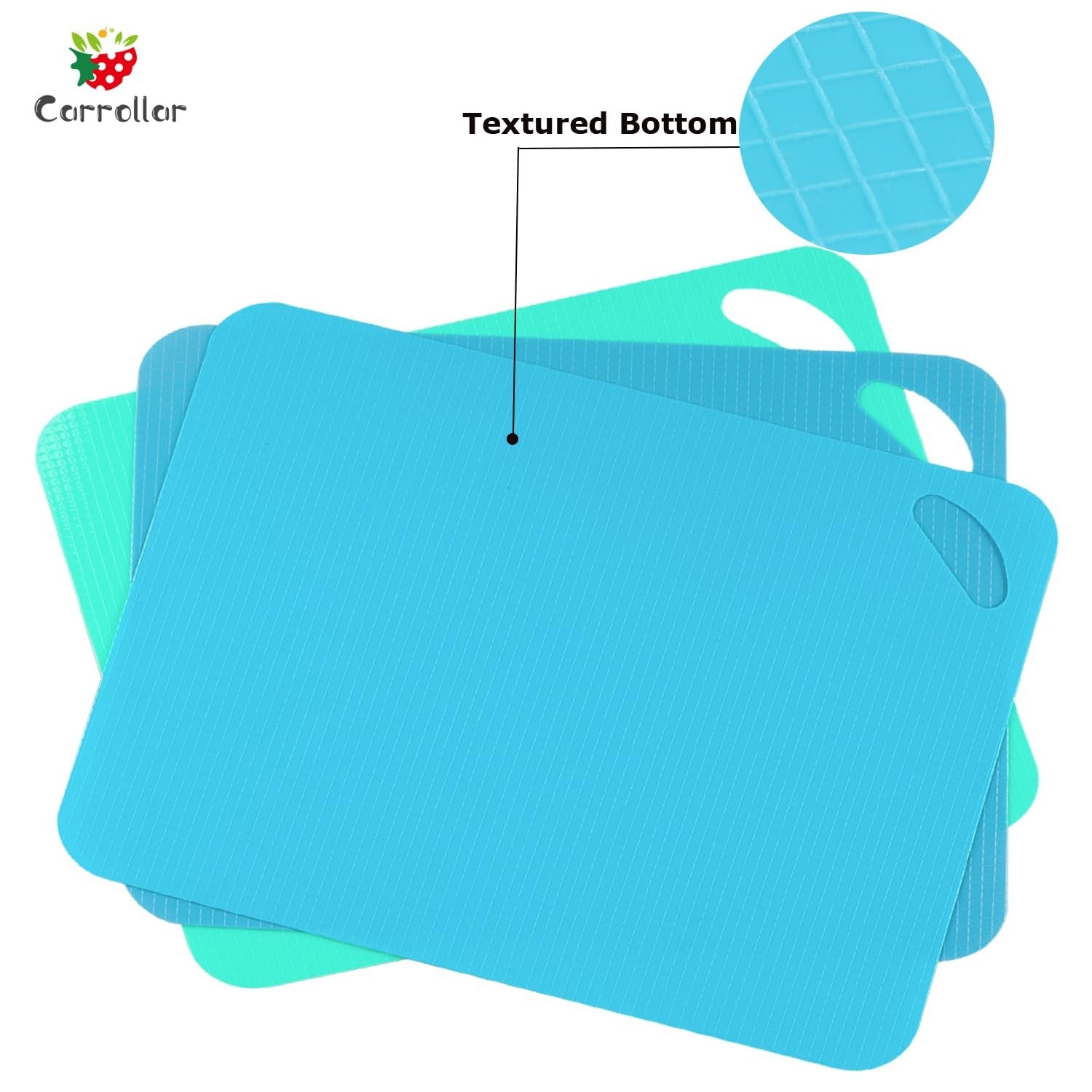 Plastic Flexible Cutting Mats for Kitchen, 3pcs Color Coded Chopping Board Se...