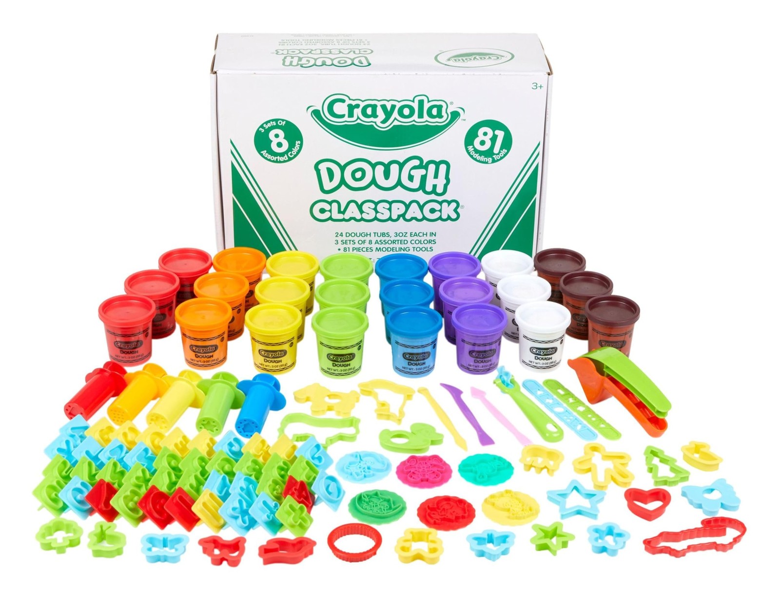 Crayola Assorted Dough Classpack with Tools, 8 Colors, 24 per Carton