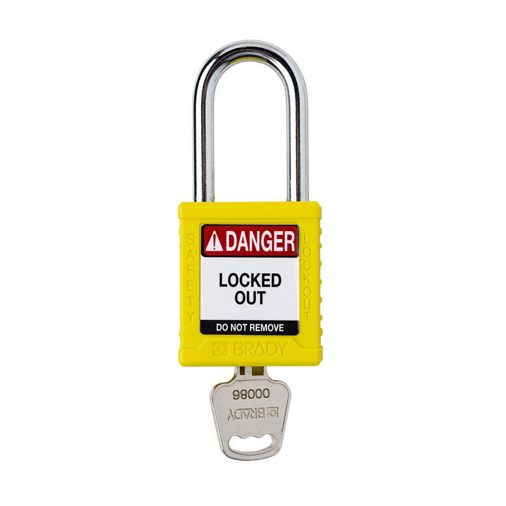 BRADY SDPL-YLW-38ST-KD Padlock,6 Pins,Yellow 793EA1