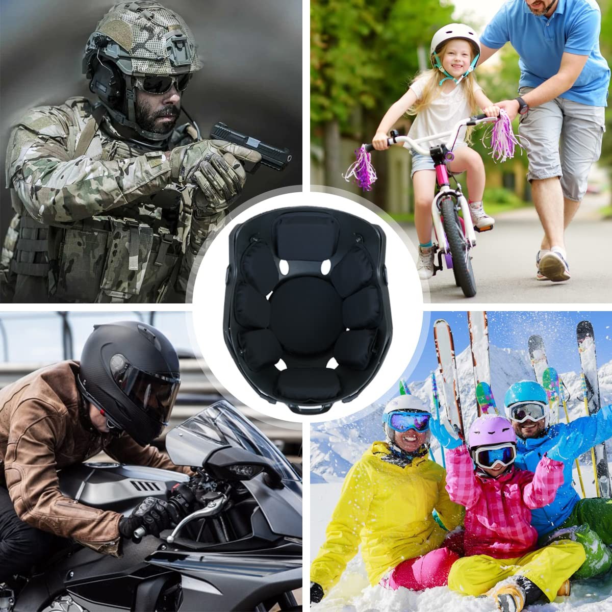 AOUTACC Universal Airsoft Helmet Pads, Medium, As Shown,Black