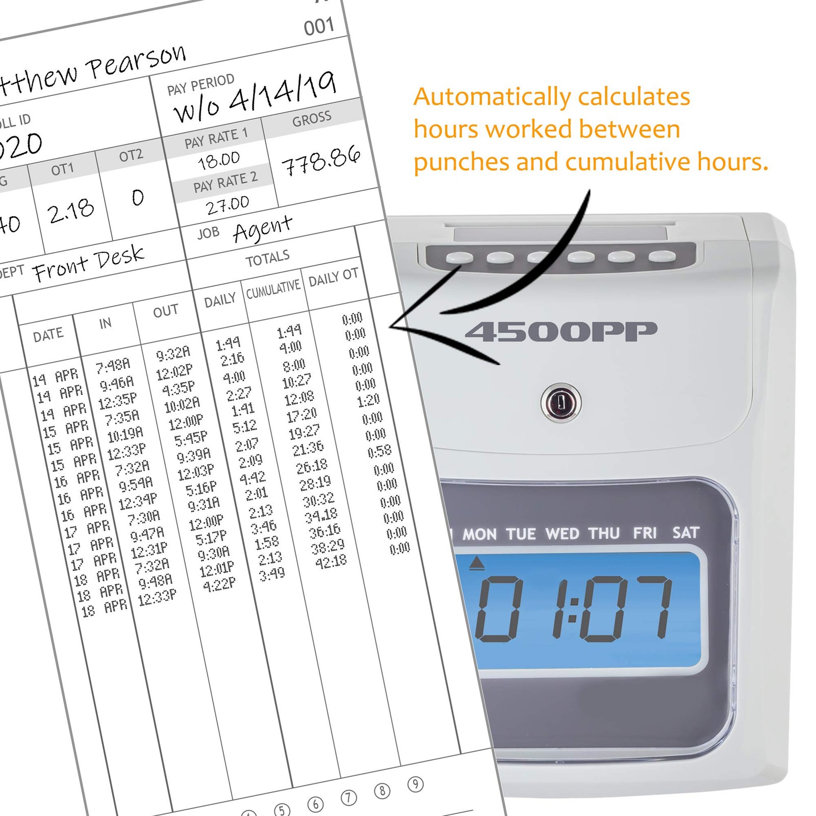 - 4500PP Electronic Calculating Time Clock [4500PPK1], Small Business Bundle ...