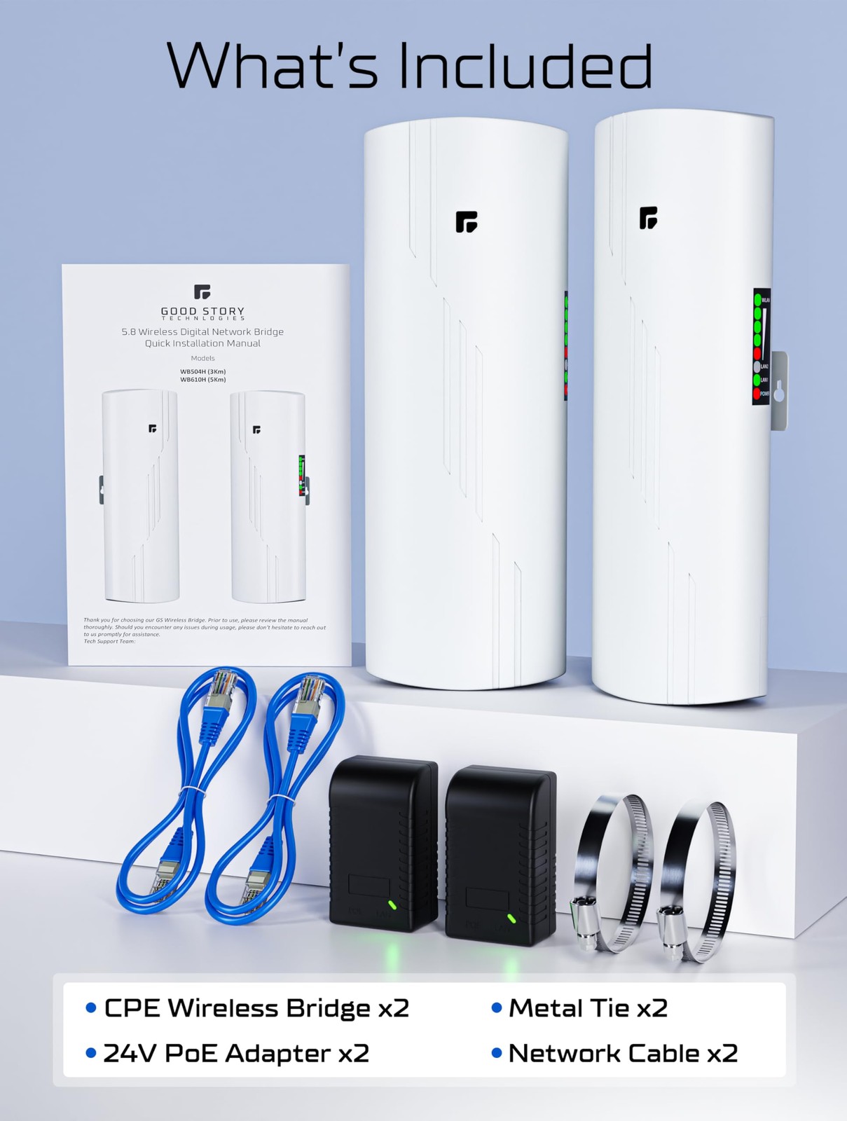 Wireless Bridge Point to Point Outdoor WiFi, Wireless Network Expansion Kit, ...