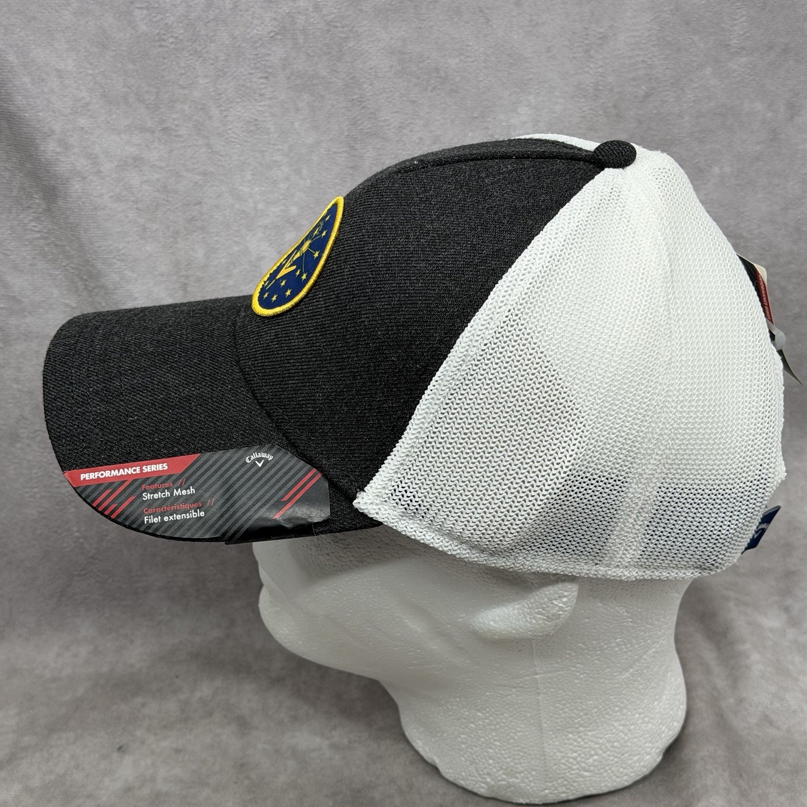 Callaway Indiana Flag Patch Hat Black Mesh Snapback Golf Cap Torch Logo