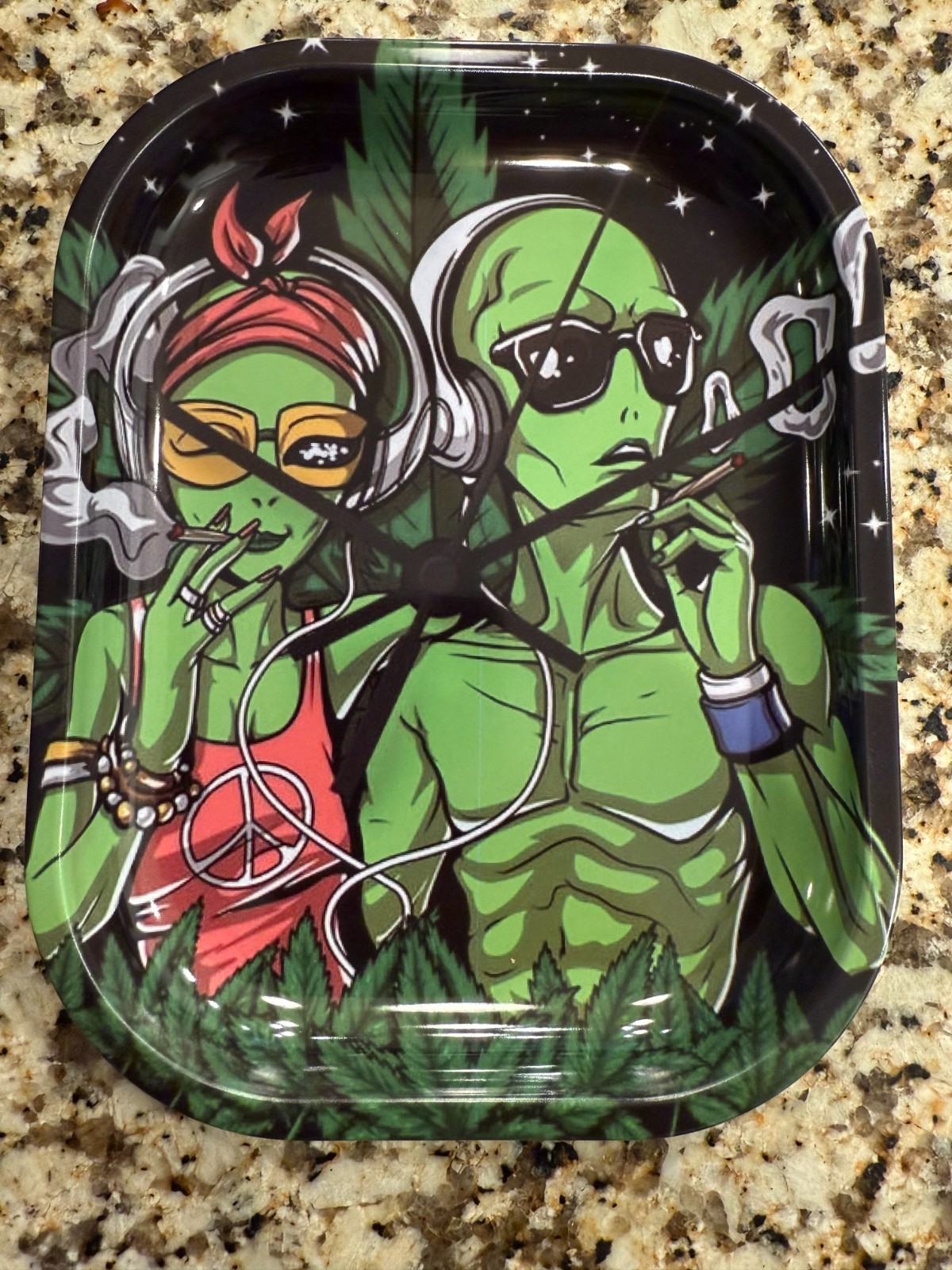 Premium Rolling Tray Ash Tray Alien DJs 7inx5.5in