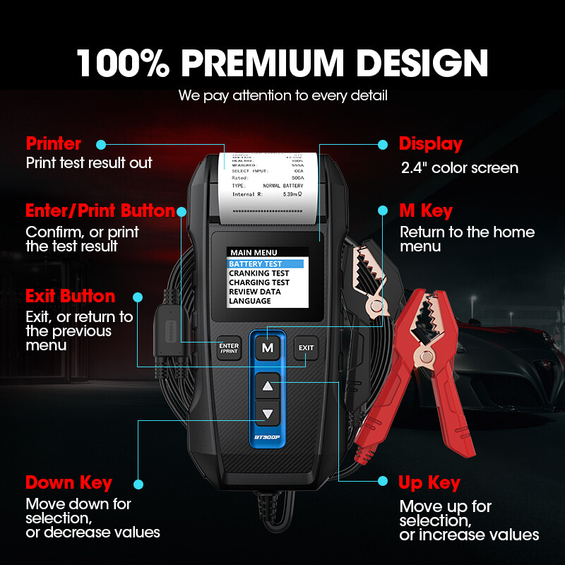 🥇TOPDON BT300P 24V 12V Heavy Duty Truck Battery Tester Cranking &Charging Tests