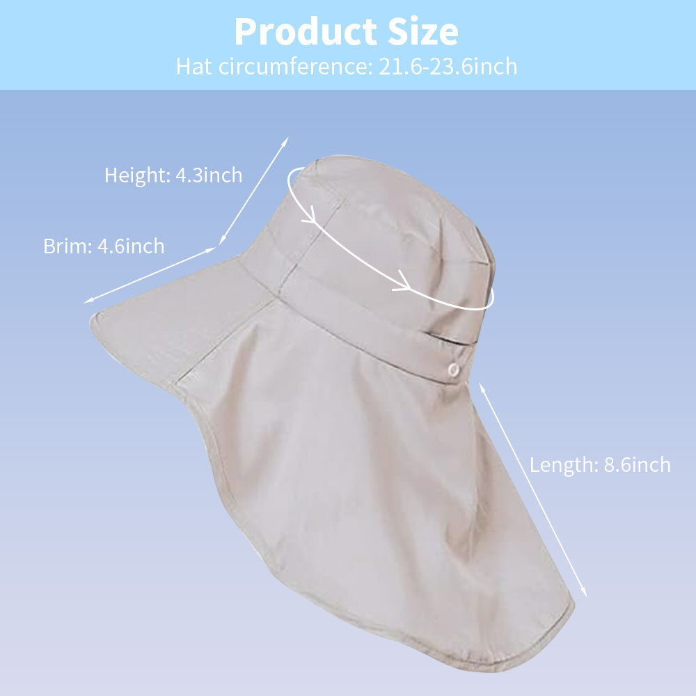 Summer Wide Brim Ponytail Sun Hat With Neck Flap For Women UV Protection Outdoor
