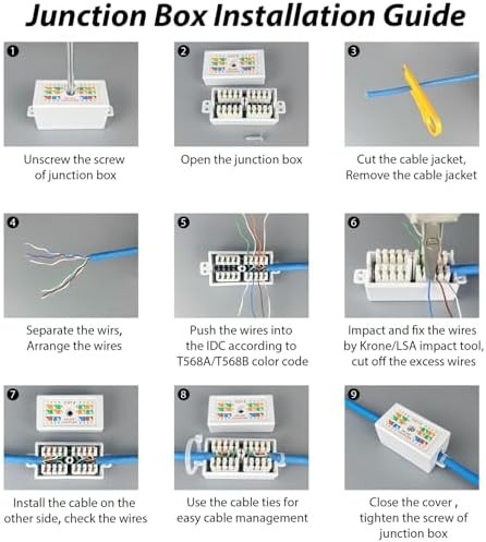 Cat 6 Junction Box 5 Pack Cat5e Splice Connector Unshielded, Punch Down Type