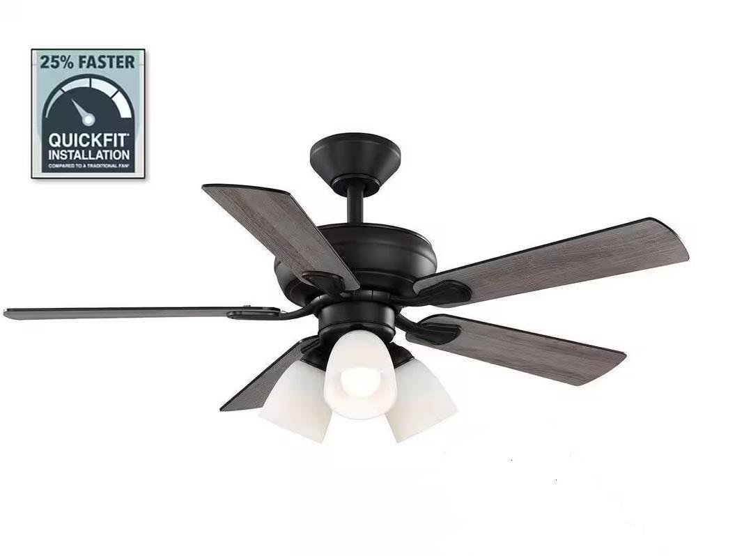Hampton Bay Riley 44" Ceiling Fan (Oak Finish/Black) #52149 NO REMOTE