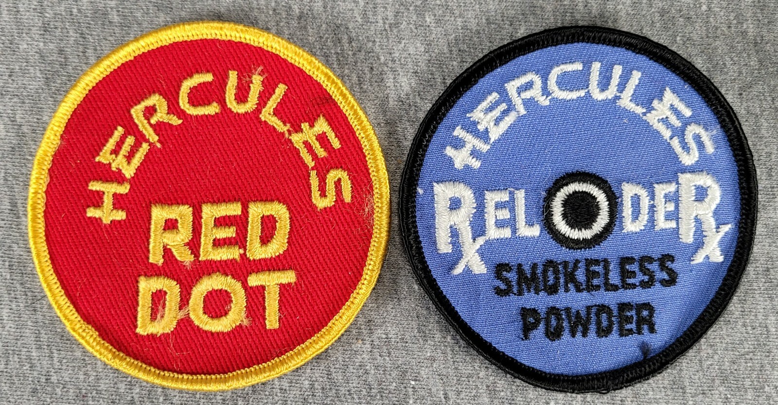 Lot of 2 Hercules Red Dot & Reloader Smokeless Powder 3" Round Patches Shooting