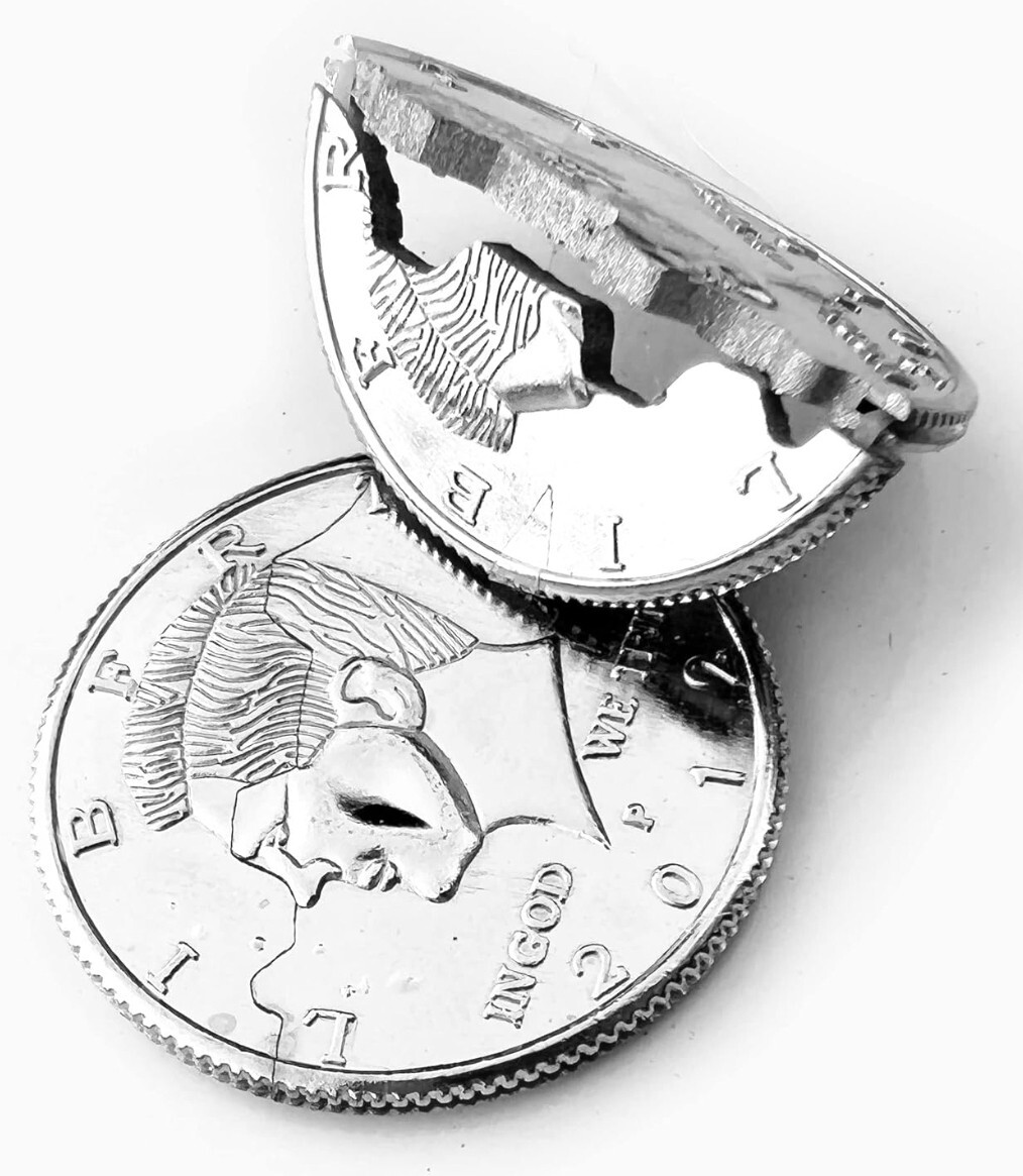 Bite Out Coin Magic Trick Close-Up Magic Illusion Restored Half Dollar T5