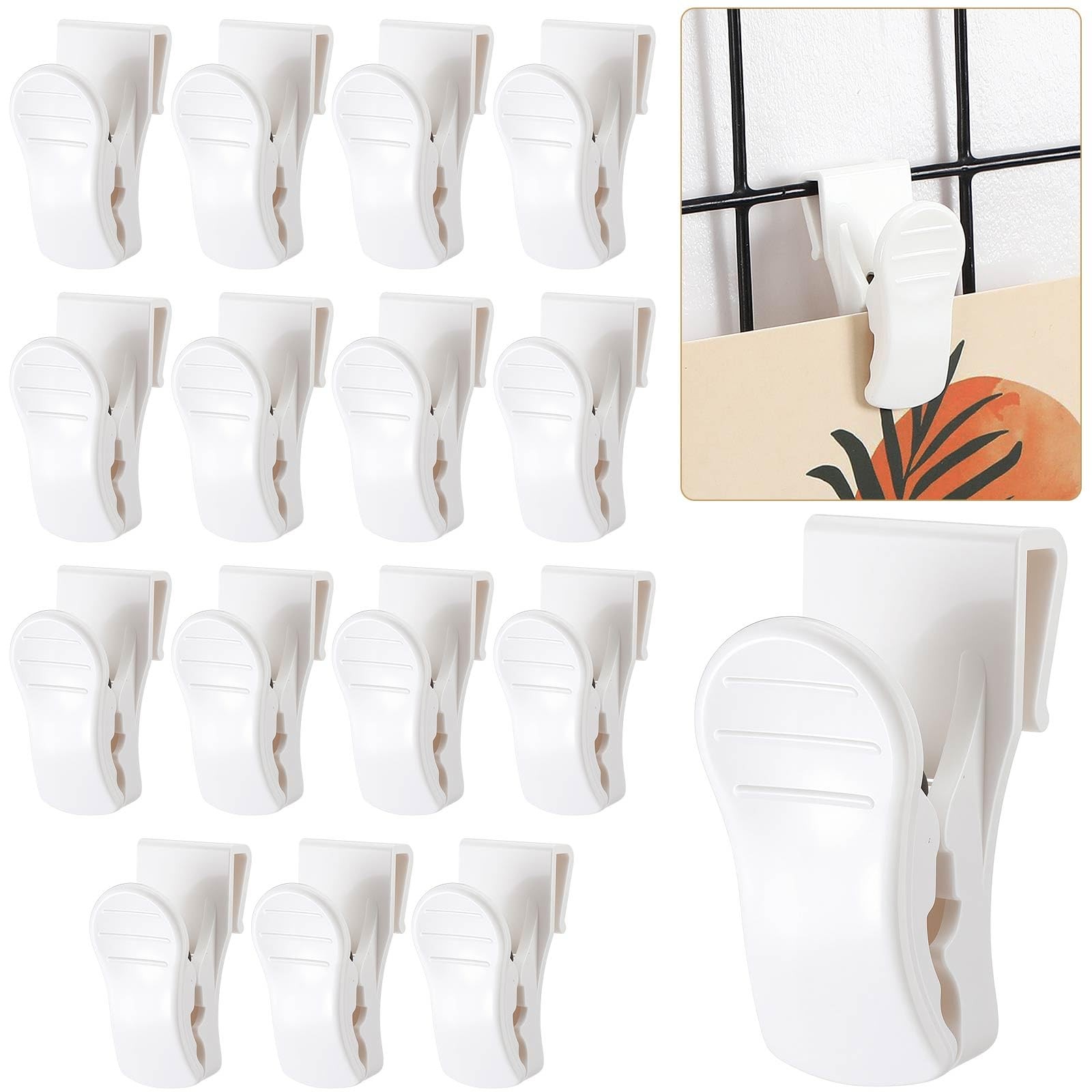 15 PCS Gridwall Accessories Hooks Clips Hanging Display Sign Holder White
