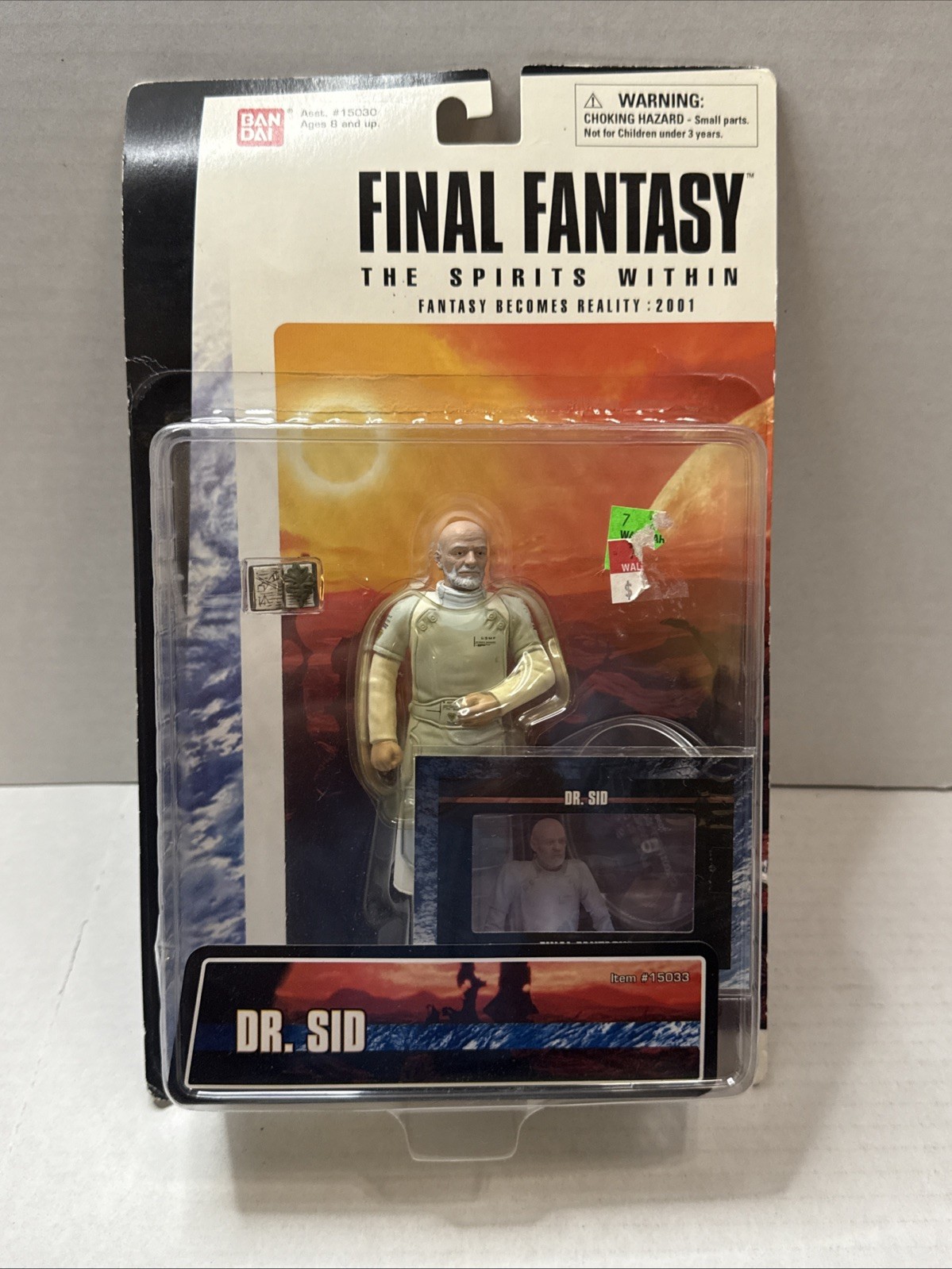 Final Fantasy Dr. Sid figure & card #15033 The Spirits Within NIP 2000 Bandai