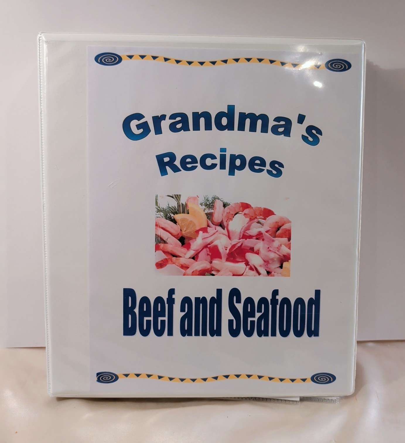 BEEF AND SEAFOOD Cookbook Binder GRANDMAS RECIPES 90 Pgs 1970s-2000s