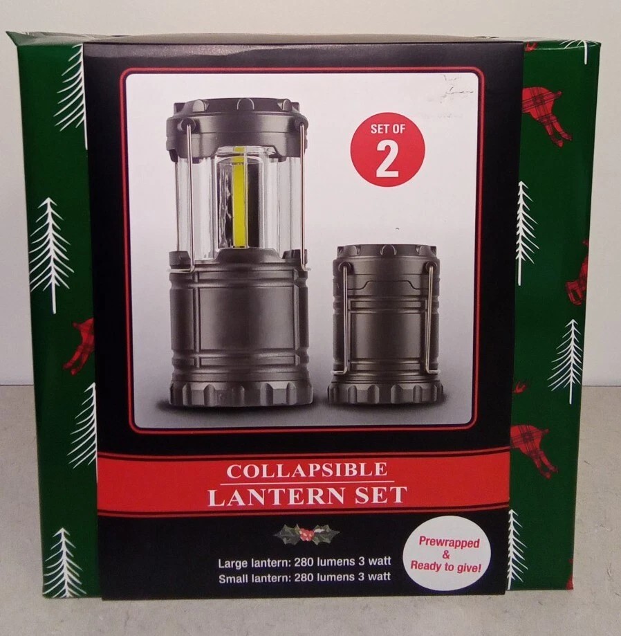 Set of Two Collapsible Lanterns - 7 In.& 5 In., 280 Lumens Each Prewrapped Gift