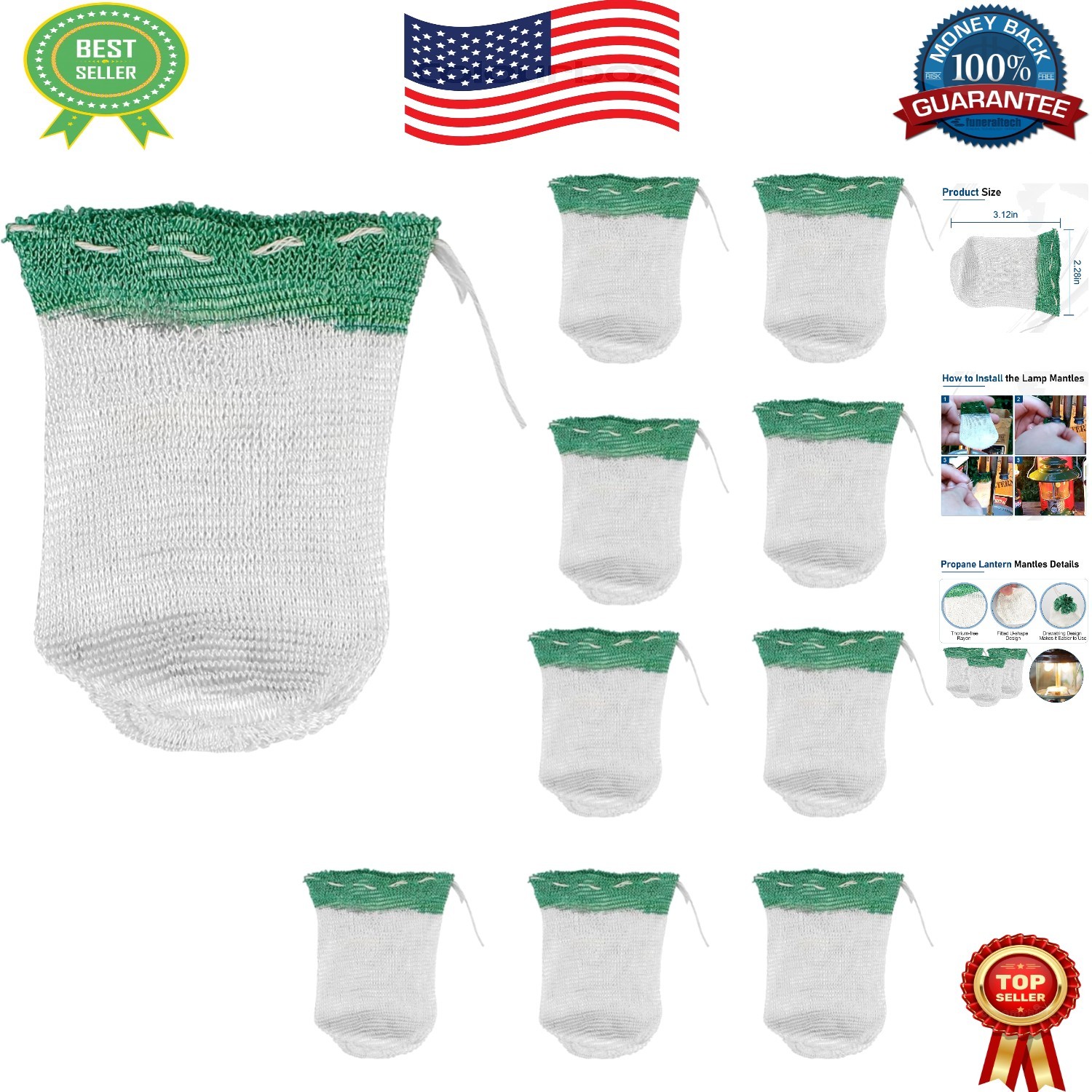 Upgrade Camping Lantern Accessories Lantern Mantles for Coleman #21 Mantles 20Pc
