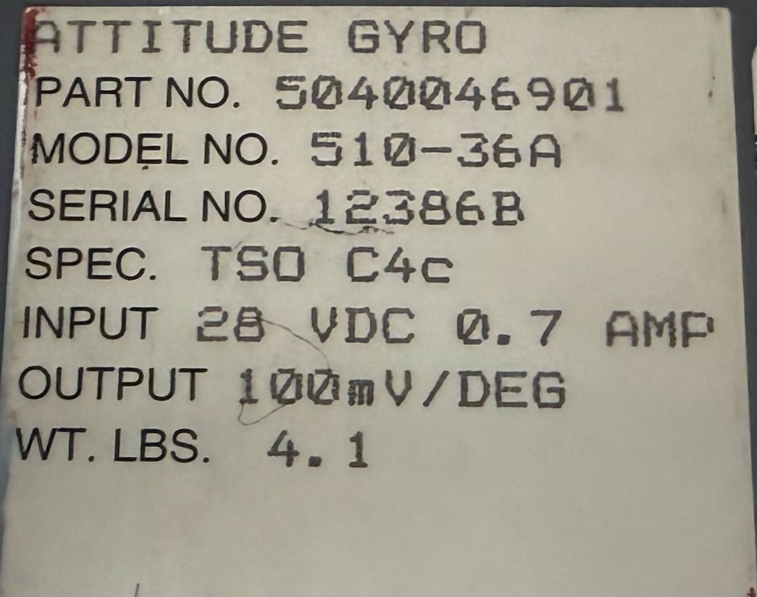 Attitude Gyro 504-0046-901 Removed Working