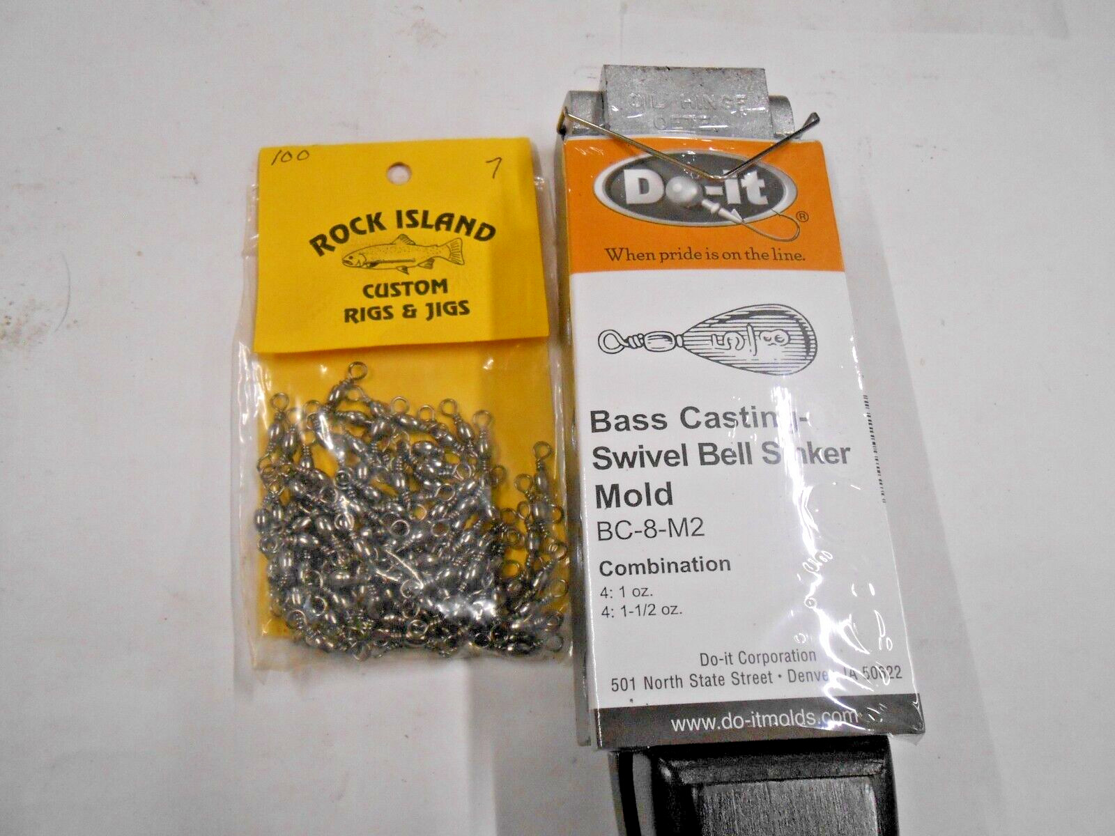 1113 DO-IT Bass Casting Sinker Mold 1 & 1-1/2 oz 100 # 7 Swivels included
