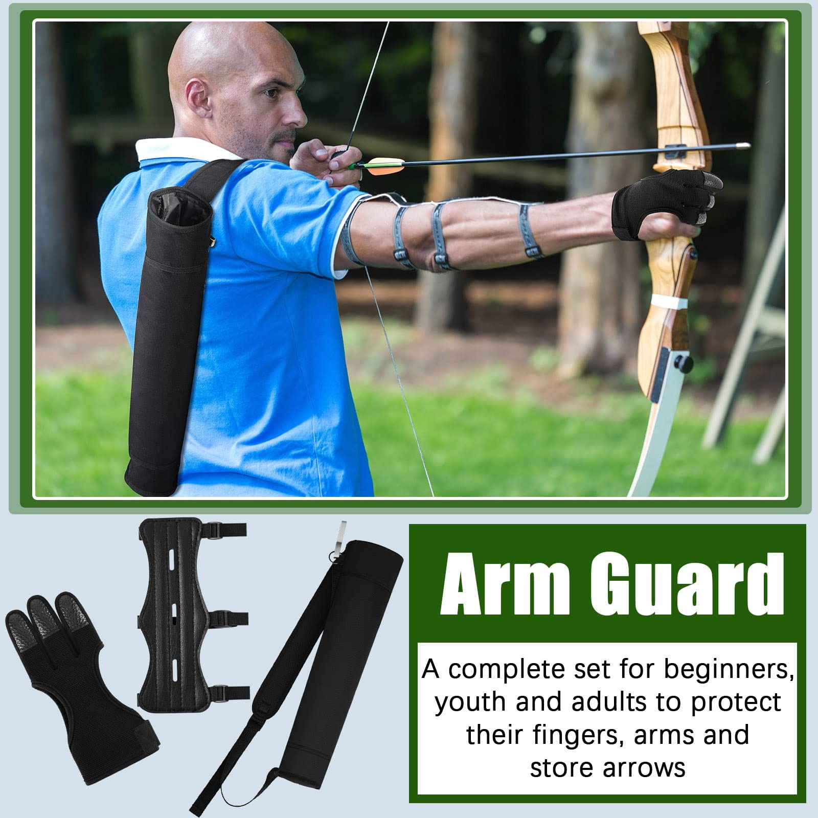 3 Pcs Archery Accessories Including Protective Arm Guard Leather...