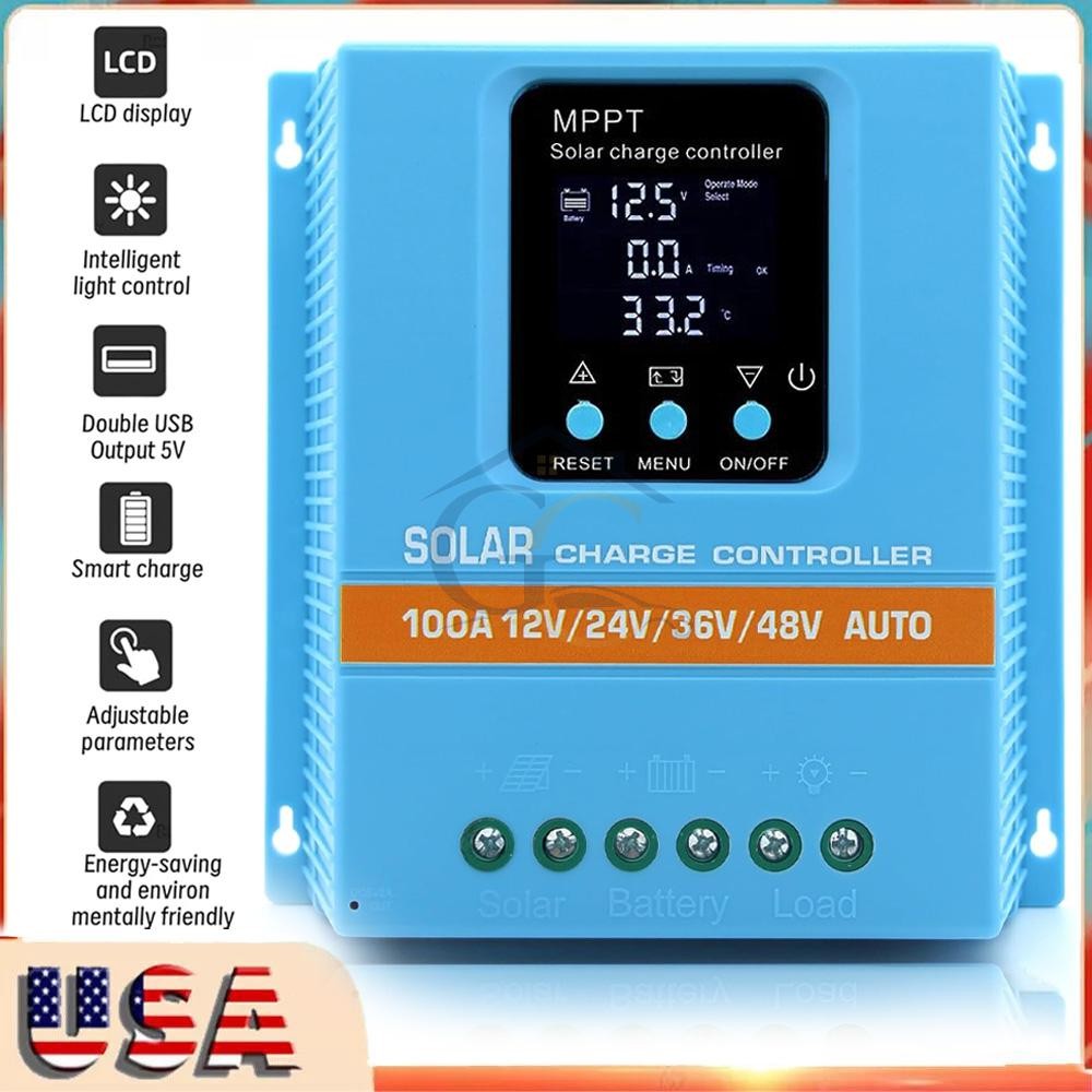 4800W 100A MPPT Solar Charge Controller 12V/24V/36V/48V Battery PV Regulator US