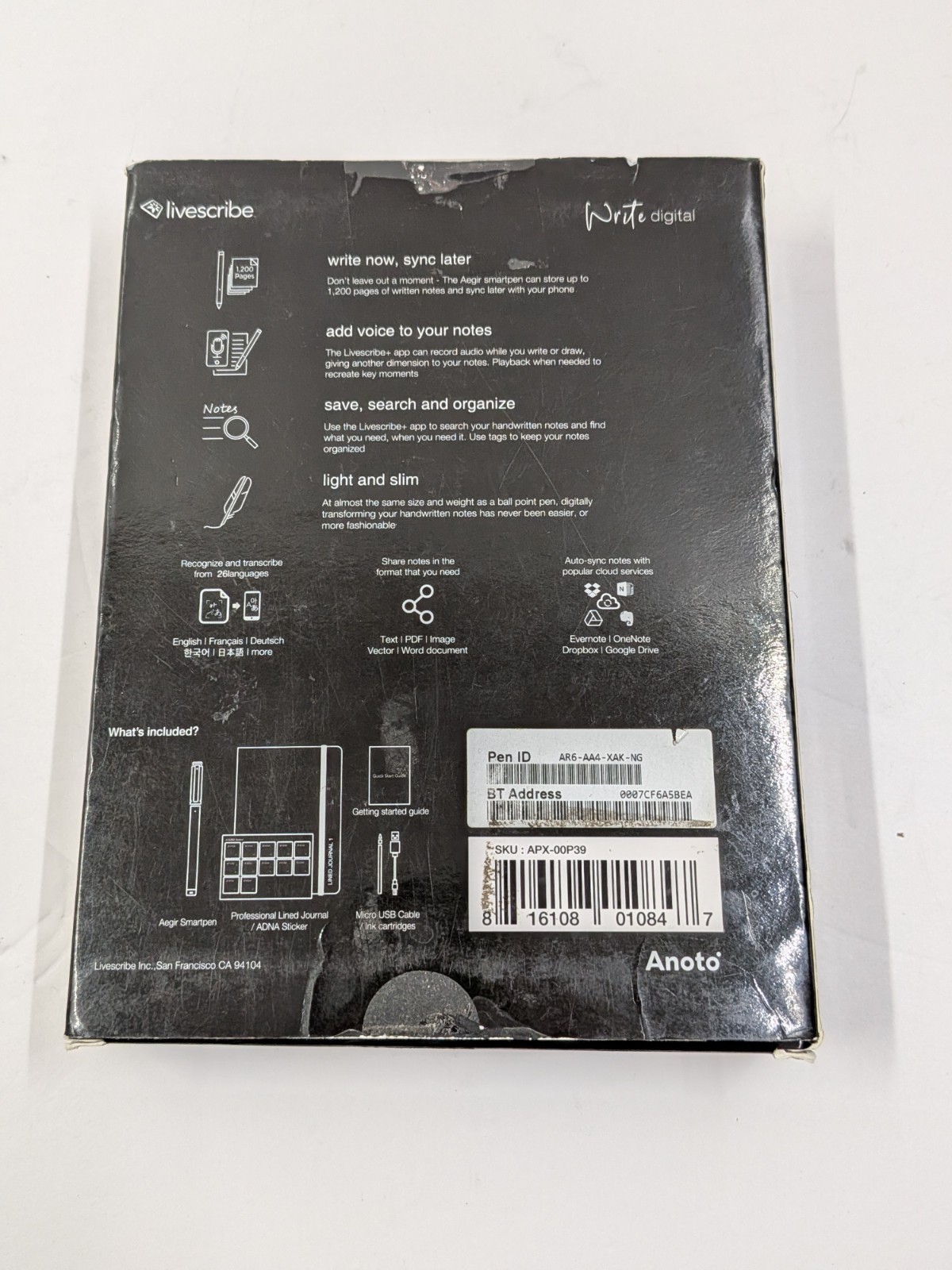 Livescribe Aegir Smartpen, Black Professional Edition READ!