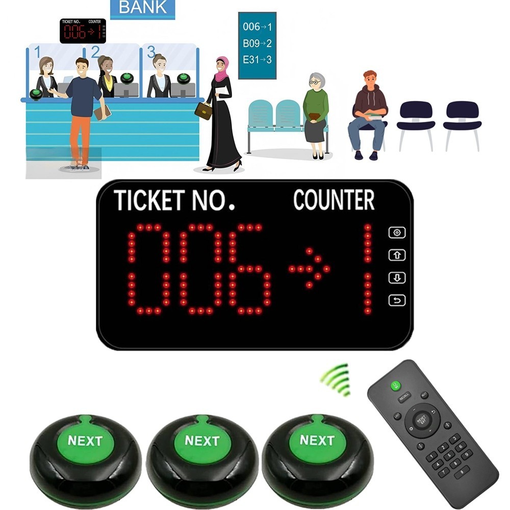 Wireless Queue System Counter Display English Voice Broadcast for Service Center