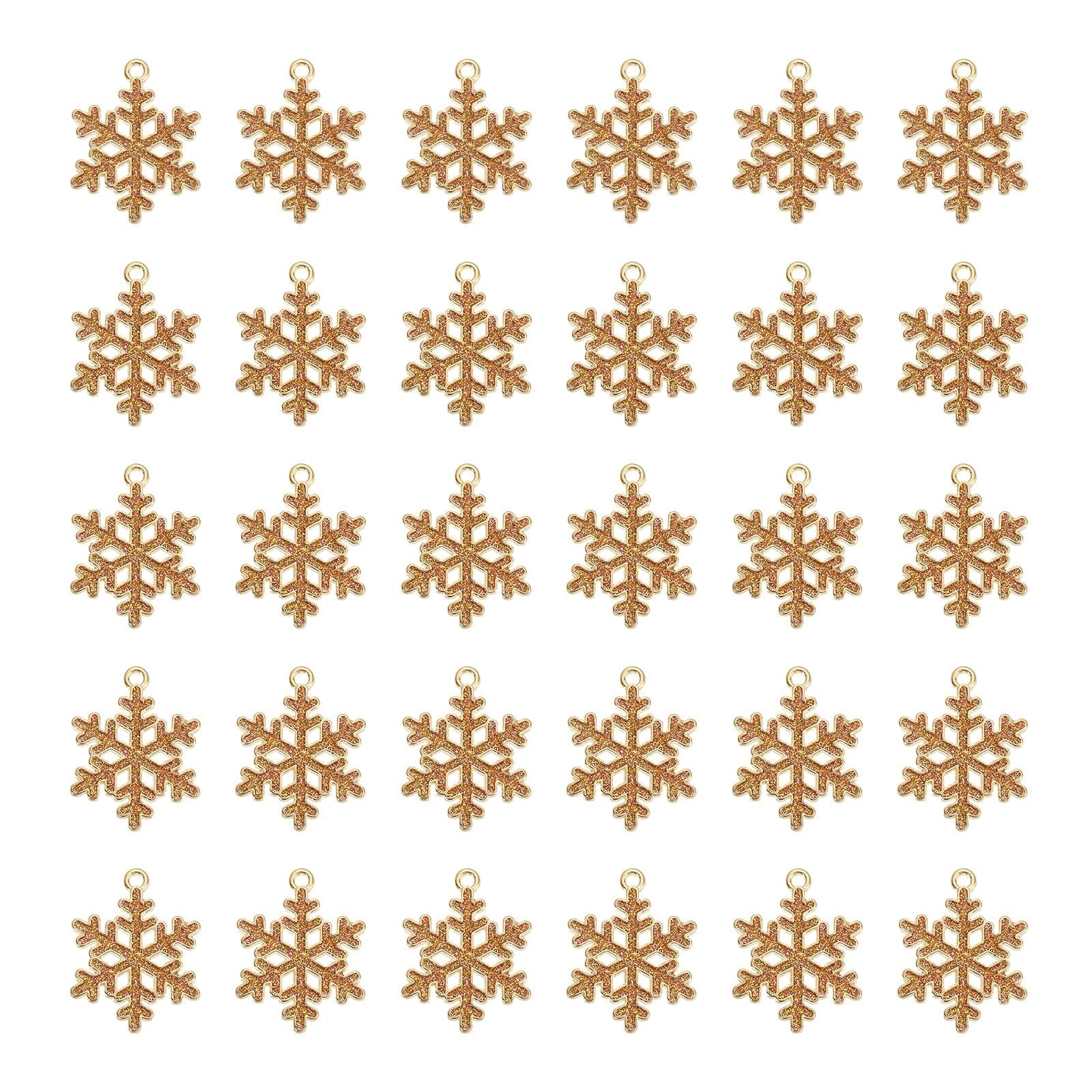 uxcell 40 Pcs Snowflake Charm, Alloy Gold Plated Pendant for