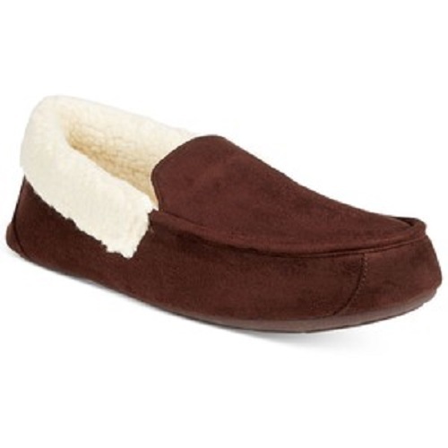 Club Room Men Brown Moccasin Loafer Suede Memory Foam Slippers Shoe 8-9 M