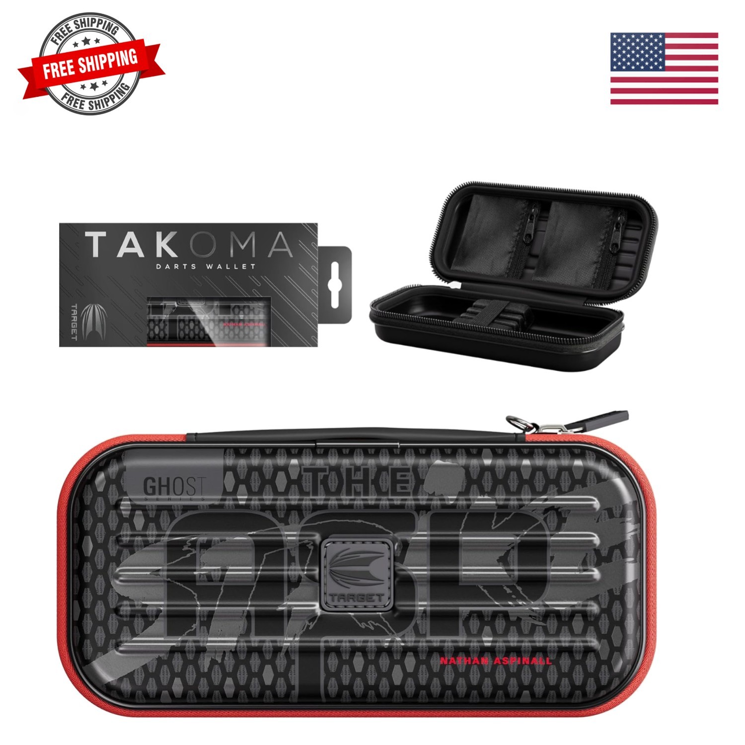 Nathan Aspinall Ghost Series Takoma Wallet, Regular – Darts Case, Black/White...