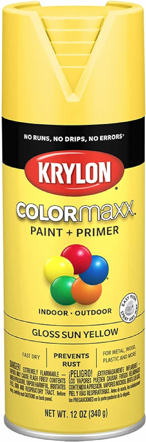 Krylon Colormaxx Sun Yellow Gloss Spray Paint 12 Ounce Fast Dry Durable Finish