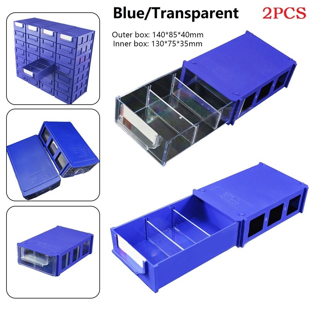 2PCS Stackable Plastic Hardware Parts Storage Boxes Component Screws Tool Box