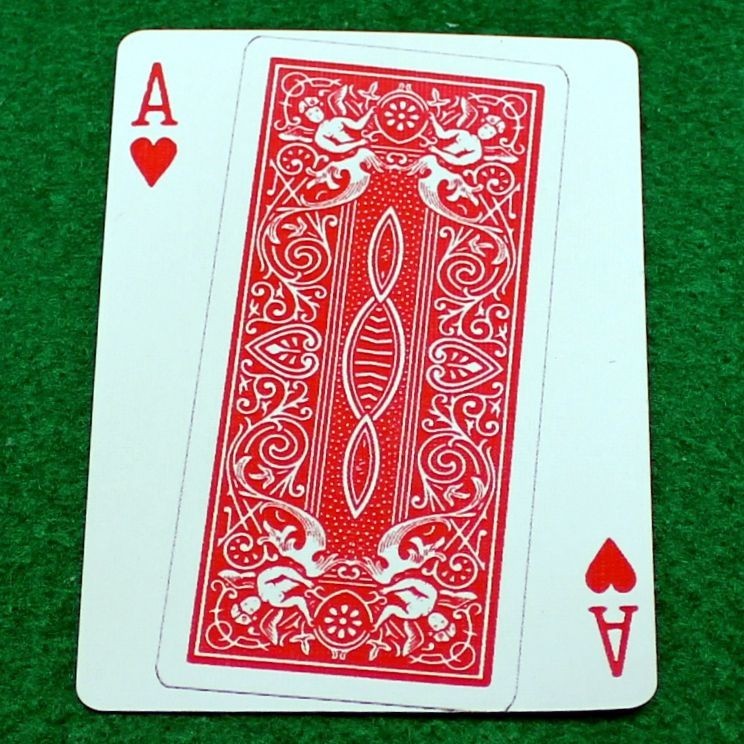 Red Rider Back Overlapping Ace of Hearts, Bicycle Printed Gaff Card, Red