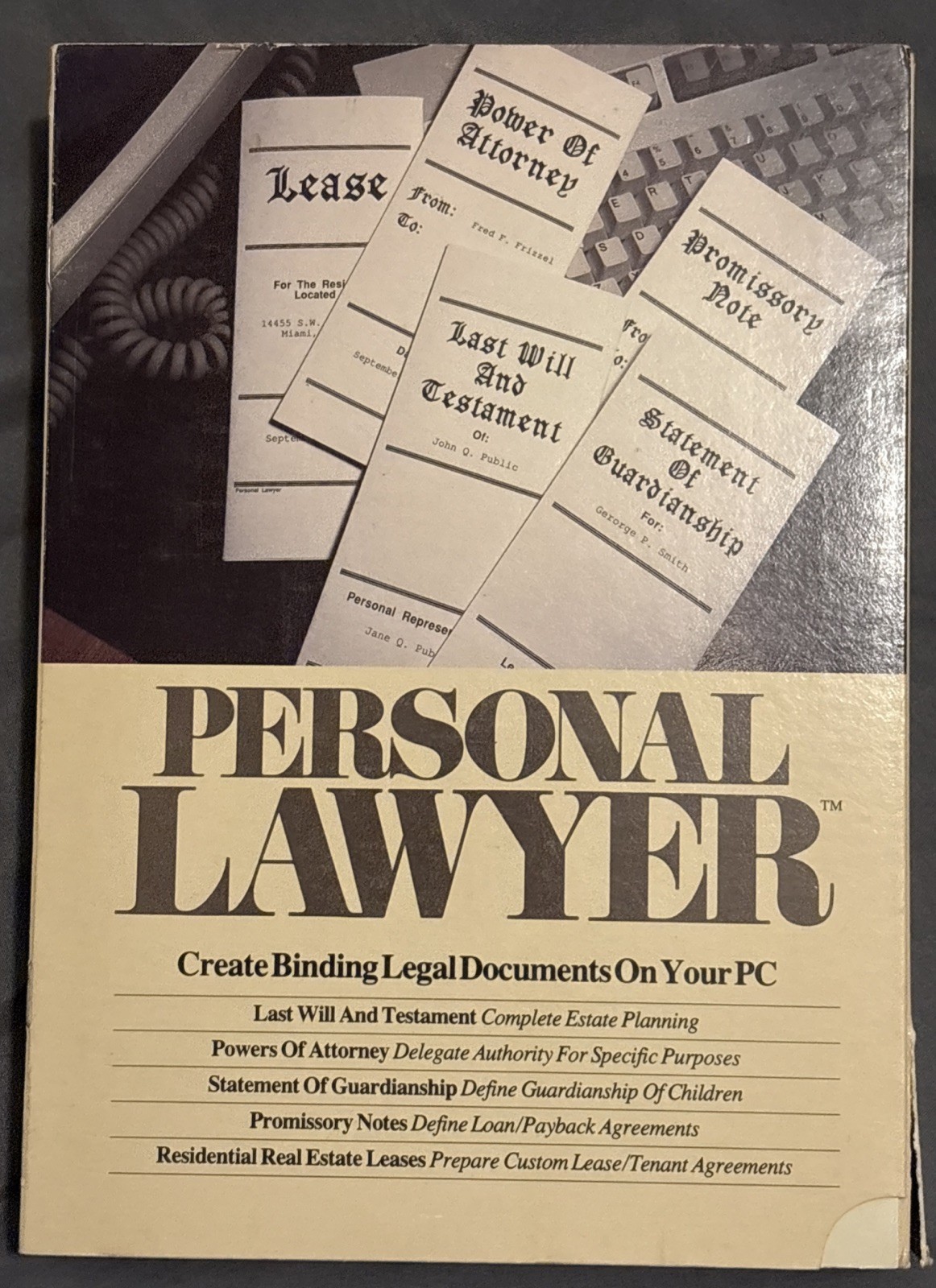 VINTAGE Collectible Software BLOC publishing personal lawyer. IBM PC1988.OpenBx