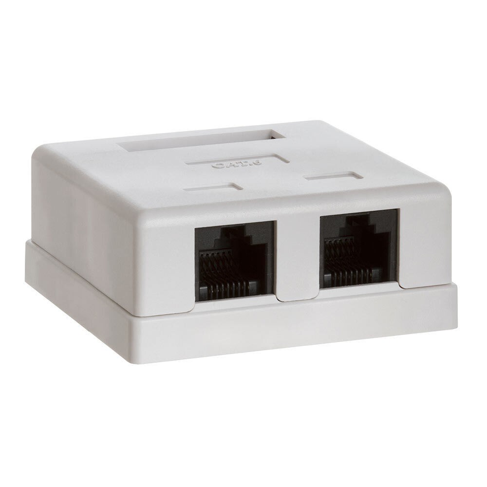2 Port RJ45 White Surface Mount Box For Cat6 Cable Female RJ45 Jack Connector