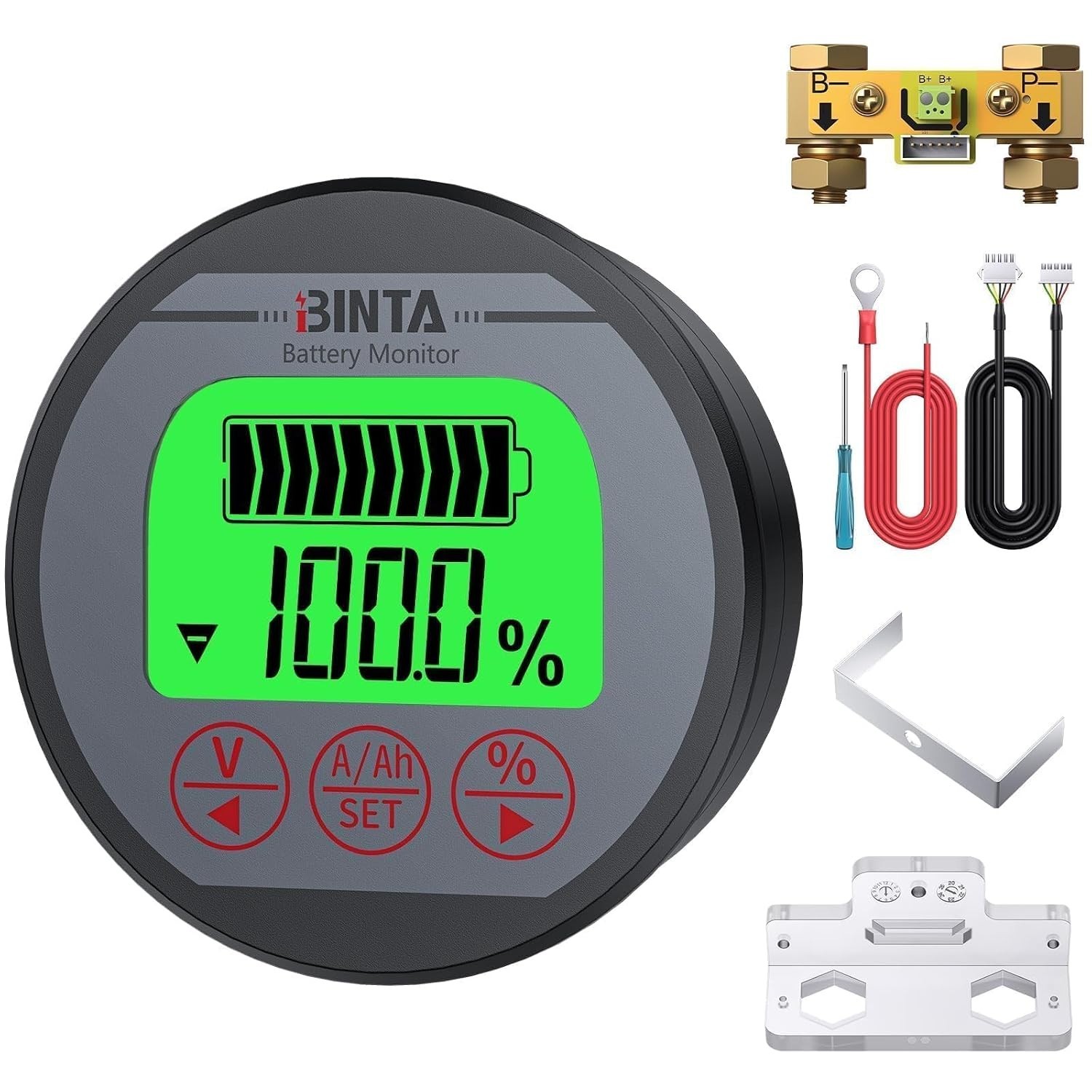 Battery Monitor with Shunt 8-120V 0-500A Voltmeter Ammeter Backlight | Voltag...