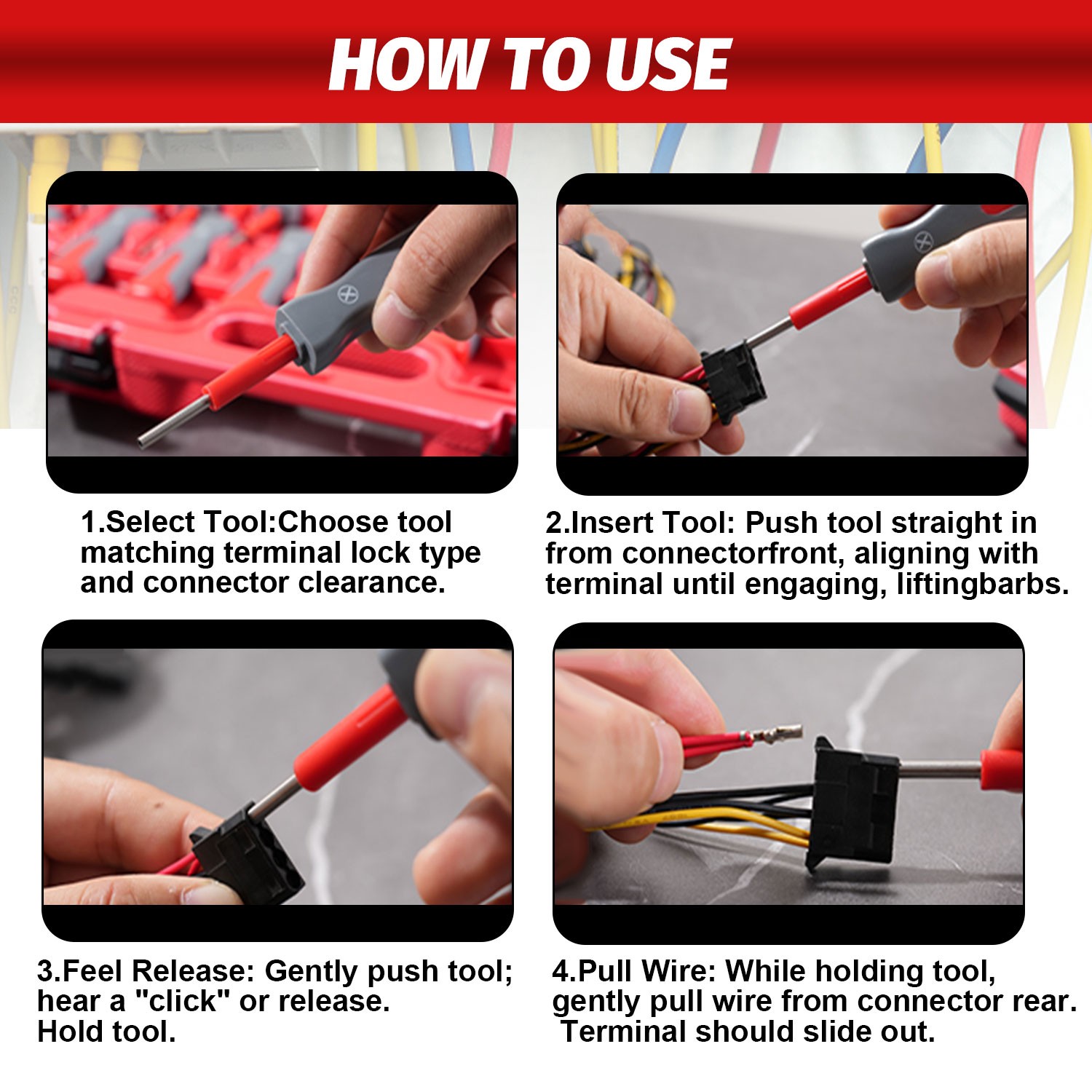 23pcs Universal Terminal Connector Release Tool Kit Extractor Removal Tool Set