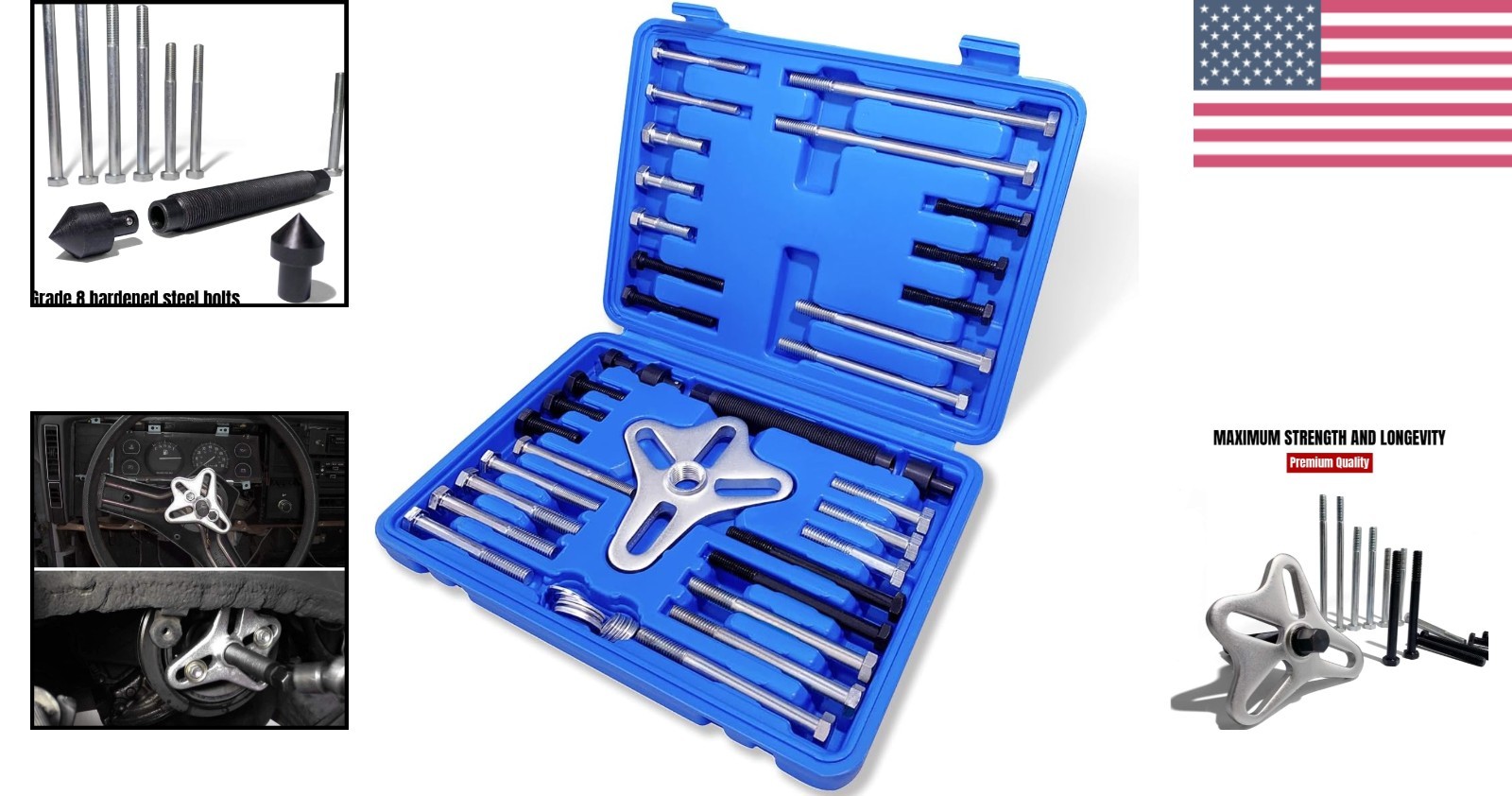 46-Piece Harmonic Balancer Puller Set - Versatile Automotive Tool Kit