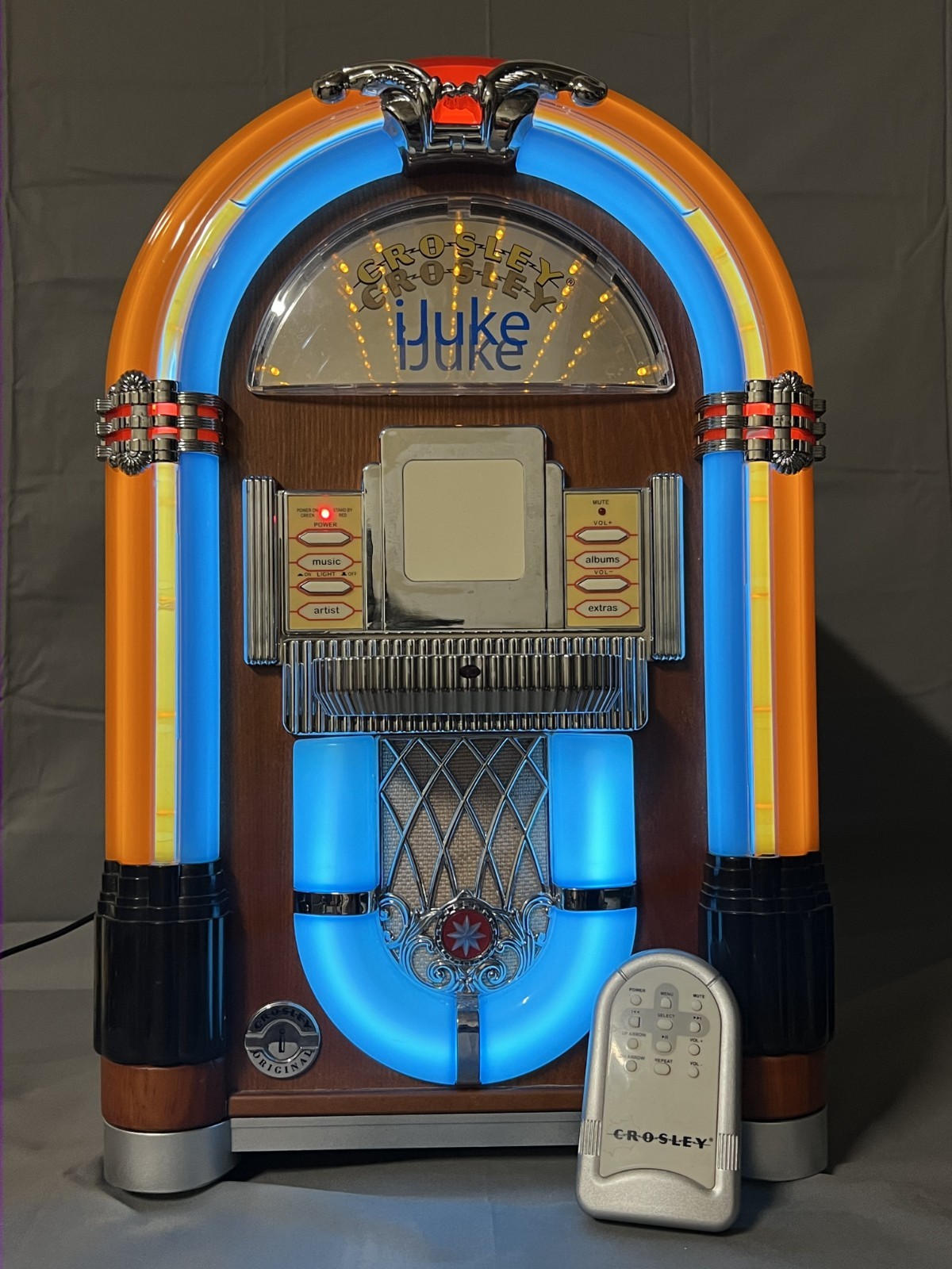 Crosley iJuke Jukebox Apple iPod Music Player Lights Up W/ Remote Control- Works