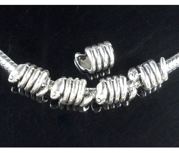 40pcs Tibetan Silver Snake Charm Big Hole Beads Fit European Bracelet ZY126