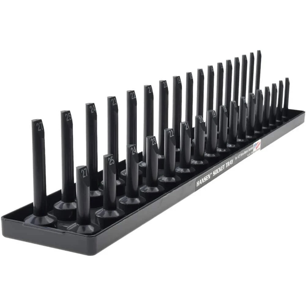 Hansen Global 1202 1/2" Drive METRIC Socket Organizer GRAY Standard & Deep USA