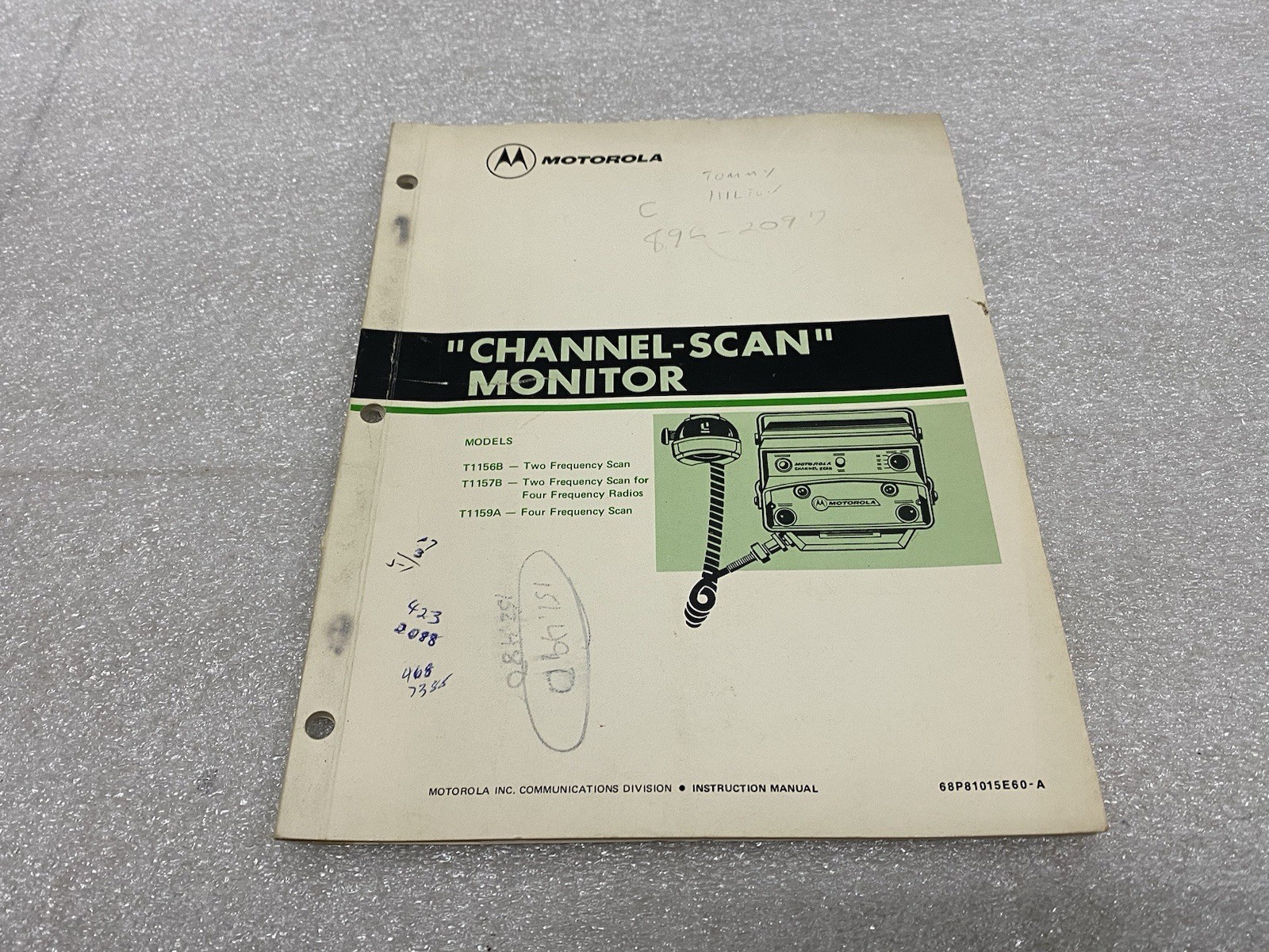 Vintage Motorola Mobile FM Two-Way Radio Channel Scan Monitor Adapter Manual