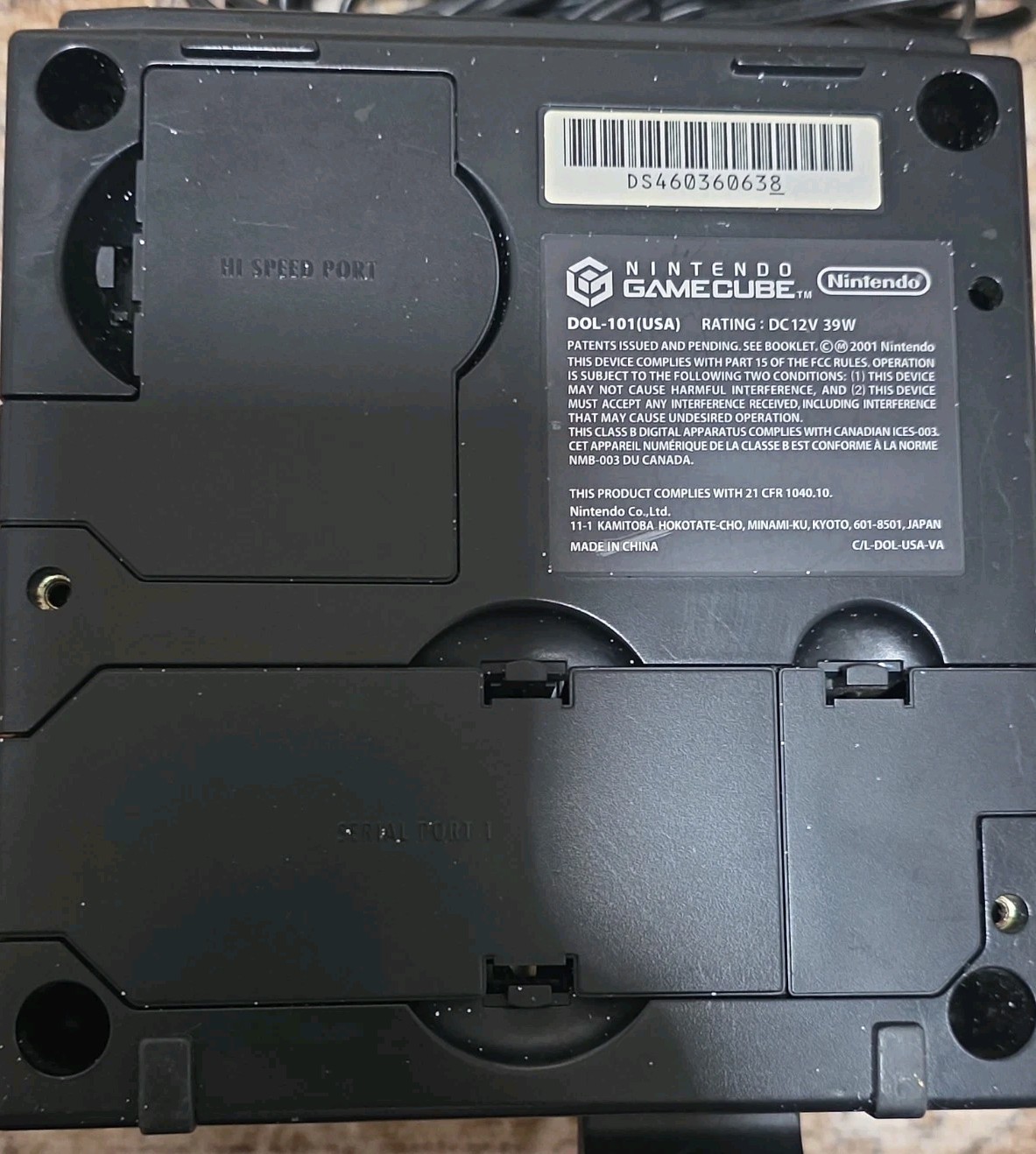 Nintendo Gamecube Black with 1 Controller Cables and Memory Card Tested