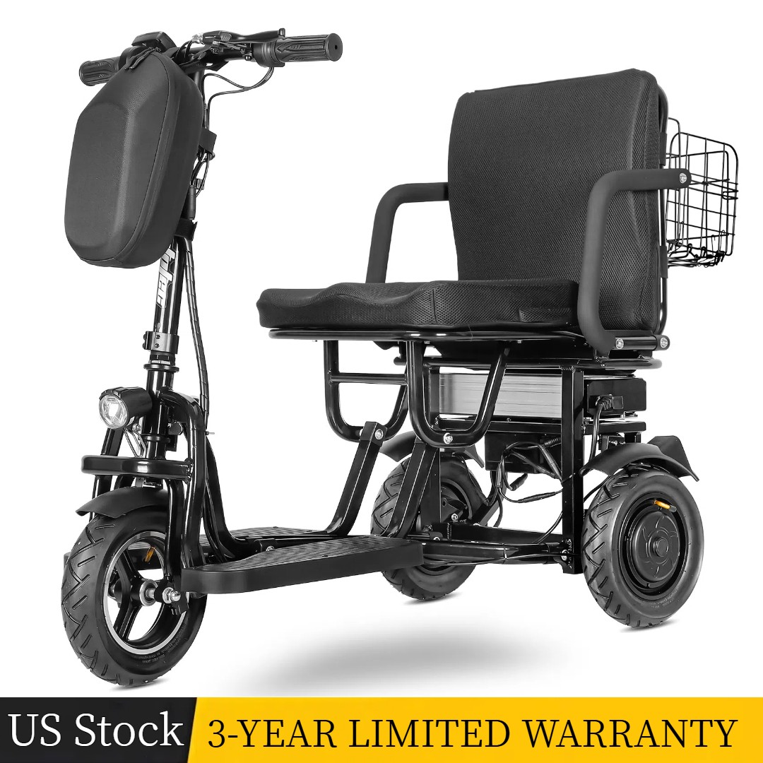 700W 3-Wheel Electric Mobility Scooter Double Motor Folding Portable Scooter US