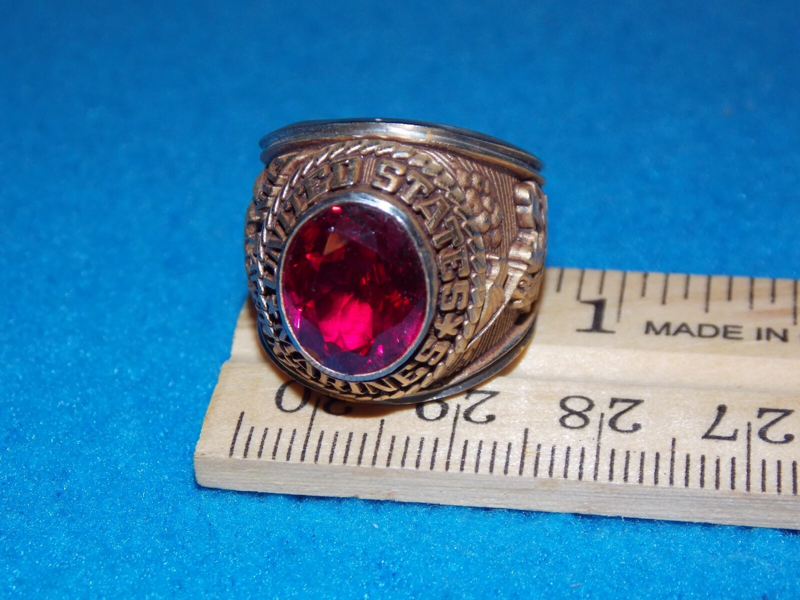 VINTAGE - U.S. Marines Military RED Stone Ring Size 7 - NOS - ALPHA BRAND