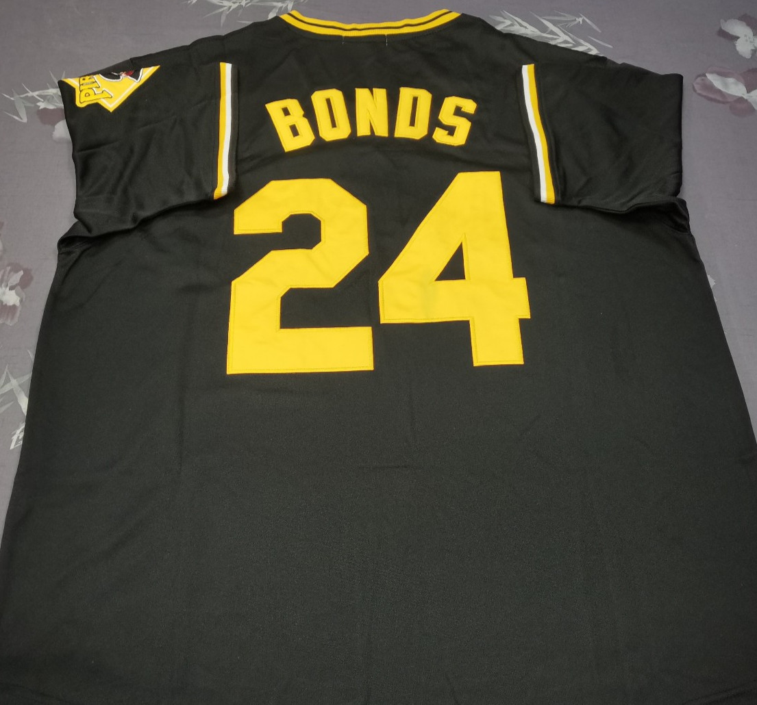 VINTAGE Barry Bonds #24 Throwback Pullover Black Sewn Stitched Jersey.