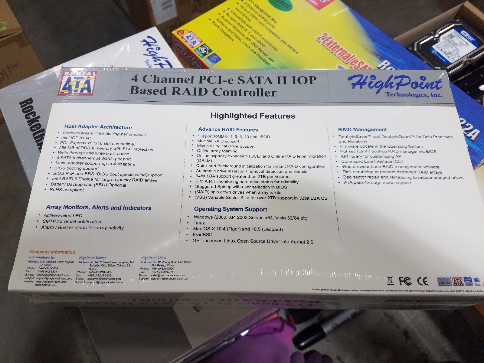 HighPoint RocketRAID 3510 IOP 4 Channel SATA II 3Gb/s PCI-E RAID Controller Card
