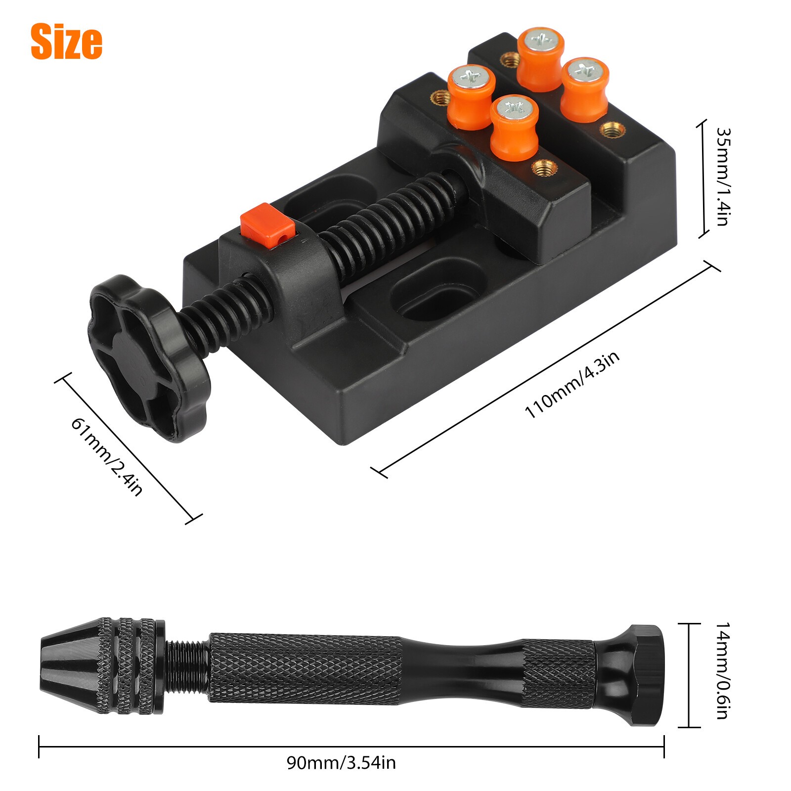 60Pcs Mini Micro Hand Drill Bits Set Small Manual Keyless Chuck Pin Vise Rotary