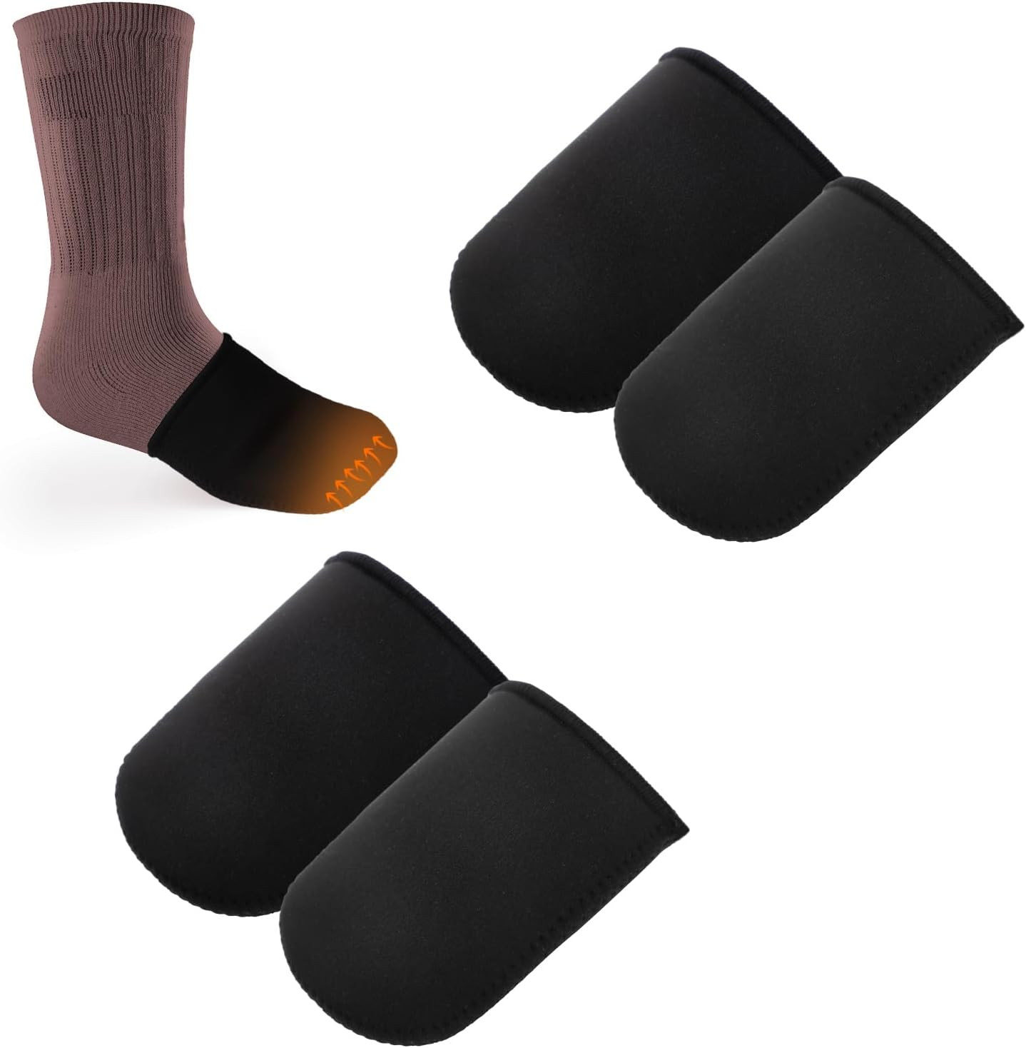 2 Pairs Neoprene Toe Warmers Winter Toe Cuffs Caps for Boots Shoes Outdoor Sport