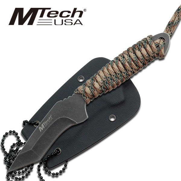 MTech MT 671 Neck Knife With Cord Wrap Handle - 6.5 Inch Knife Tanto Blade New