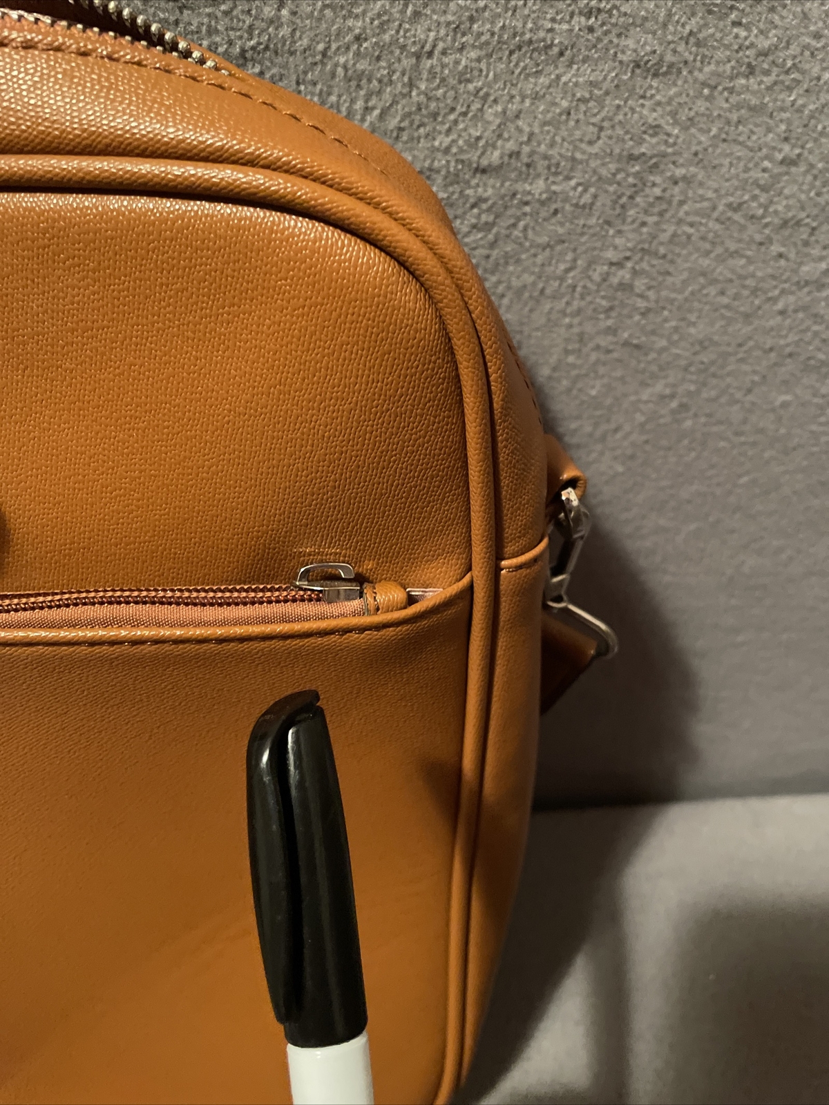 CODE Unisex Laptop Briefcase Brown Vegan Leather W Top Handle & Shoulder Strap