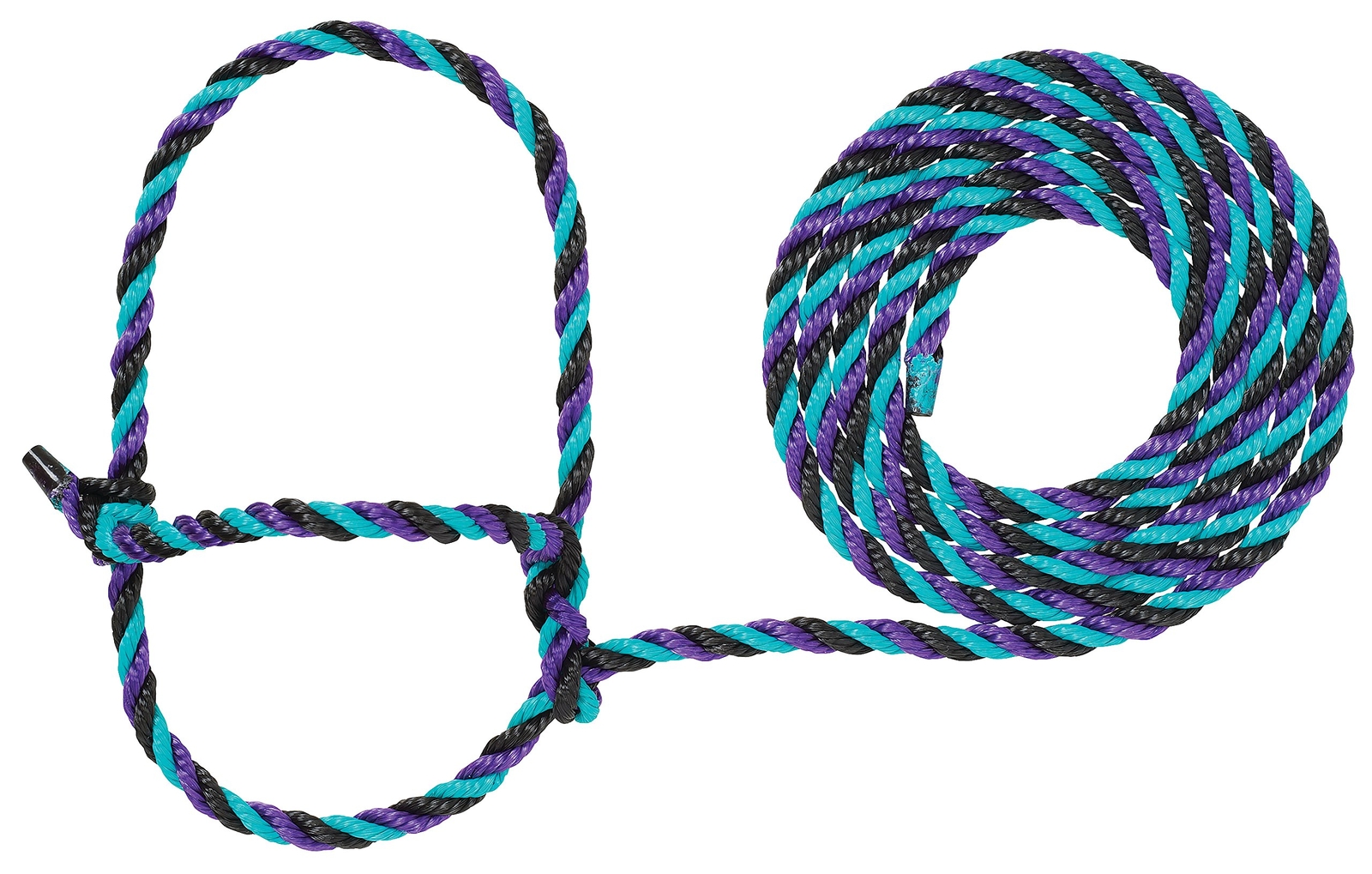 Weaver Livestock Adjustable Multicolored Rope Cattle Halter with 7 Foot Lead